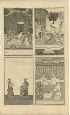 Historical Figures and Customs of 18th Century India on Three Antique Engravings