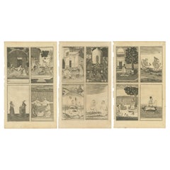 Figures et douanes de l'Inde du 18e siècle sur trois gravures anciennes