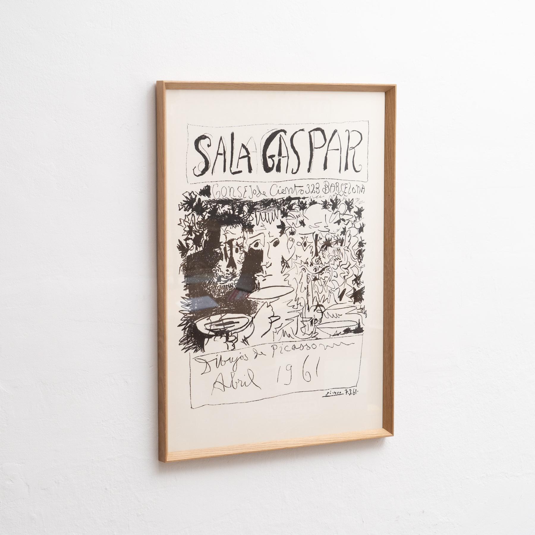 Espagnol Affiche lithographique historique encadrée de dessins de Picasso, vers 1961 en vente