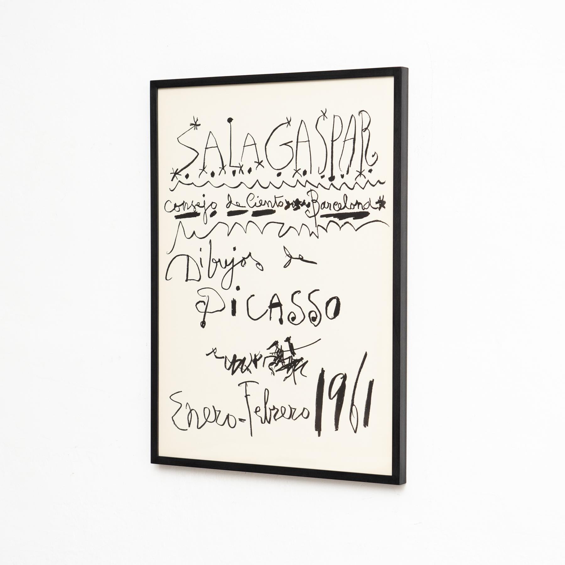 Espagnol Affiche lithographique historique de l'exposition Drawings by Picasso. Circa 1961 en vente
