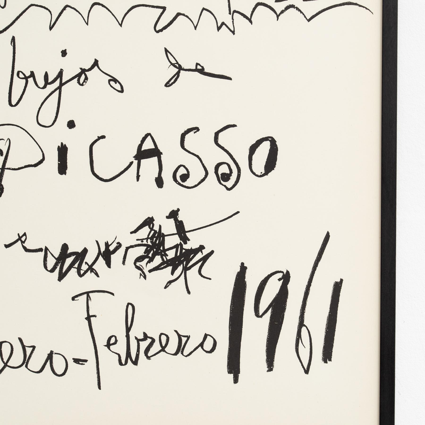 Milieu du XXe siècle Affiche lithographique historique de l'exposition Drawings by Picasso. Circa 1961 en vente