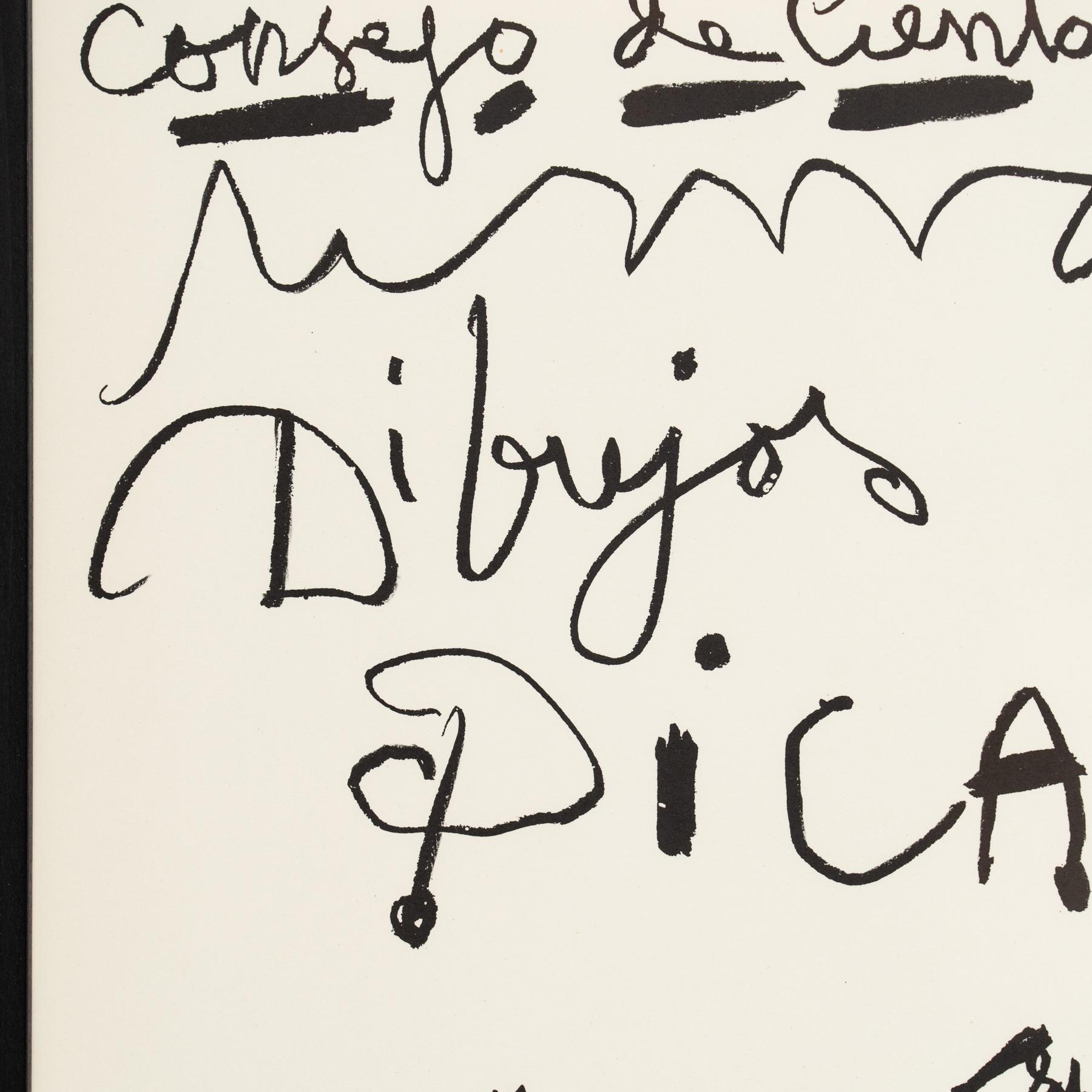 Papier Affiche lithographique historique de l'exposition Drawings by Picasso. Circa 1961 en vente