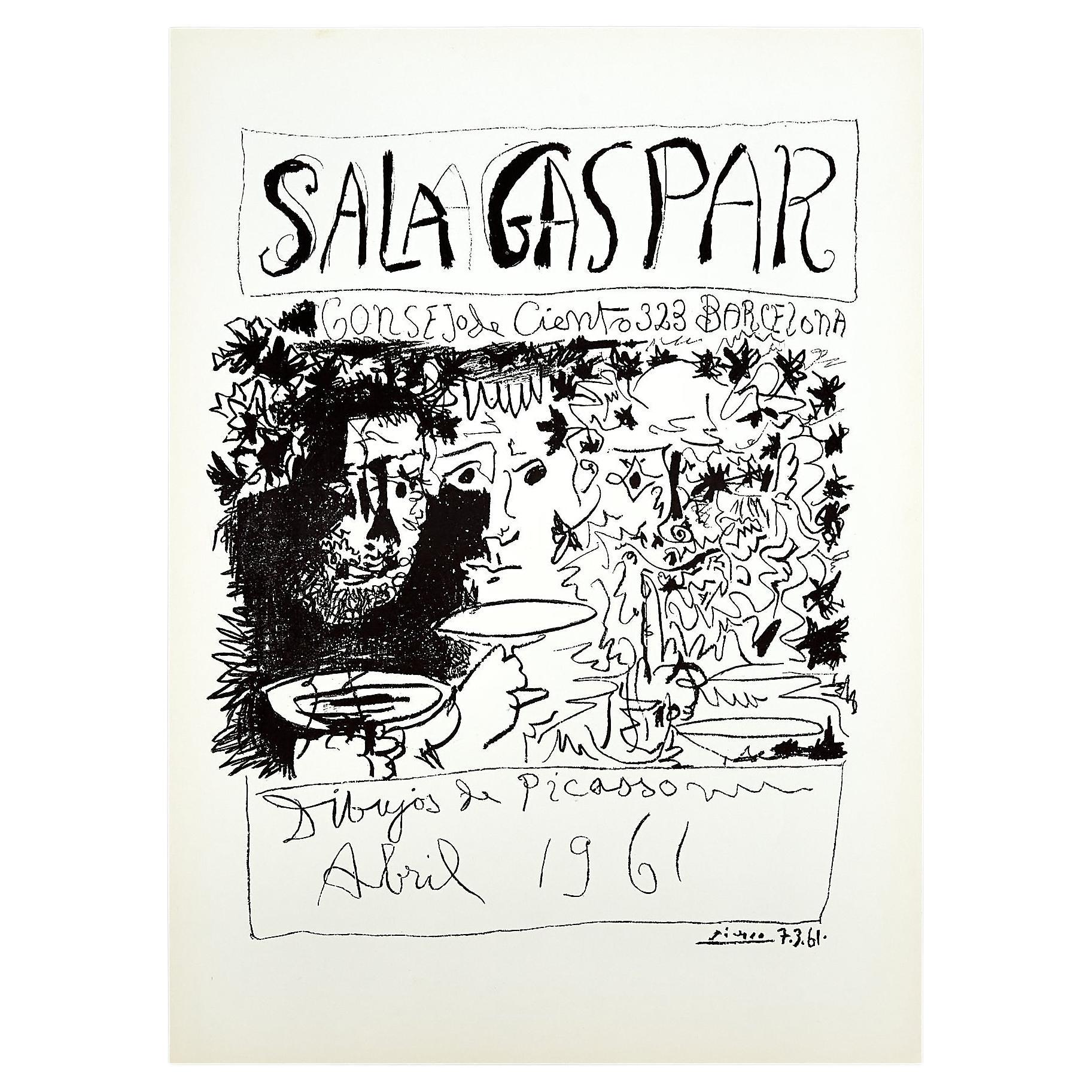 Historical Lithographic Poster of the exhibition Drawings by Picasso, circa 1961