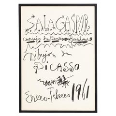 Historical Lithographic Poster of the exhibition Drawings by Picasso. Circa 1961