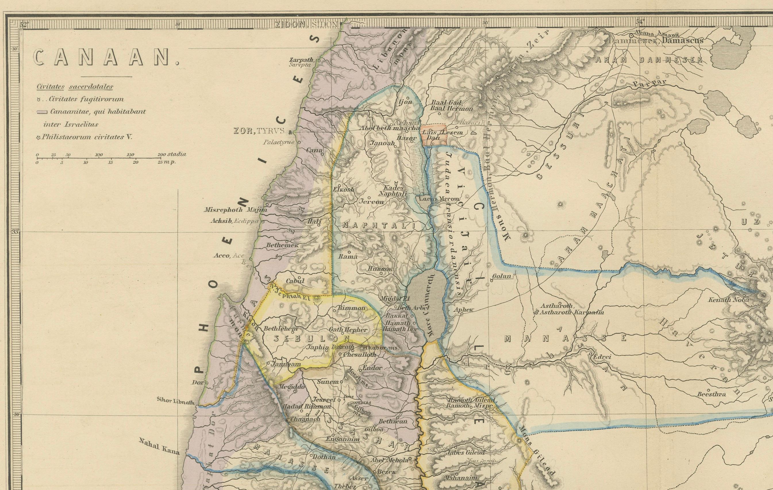 Late 19th Century Historical Map of Canaan with Insets of Jerusalem and Surrounding Regions, 1880 For Sale