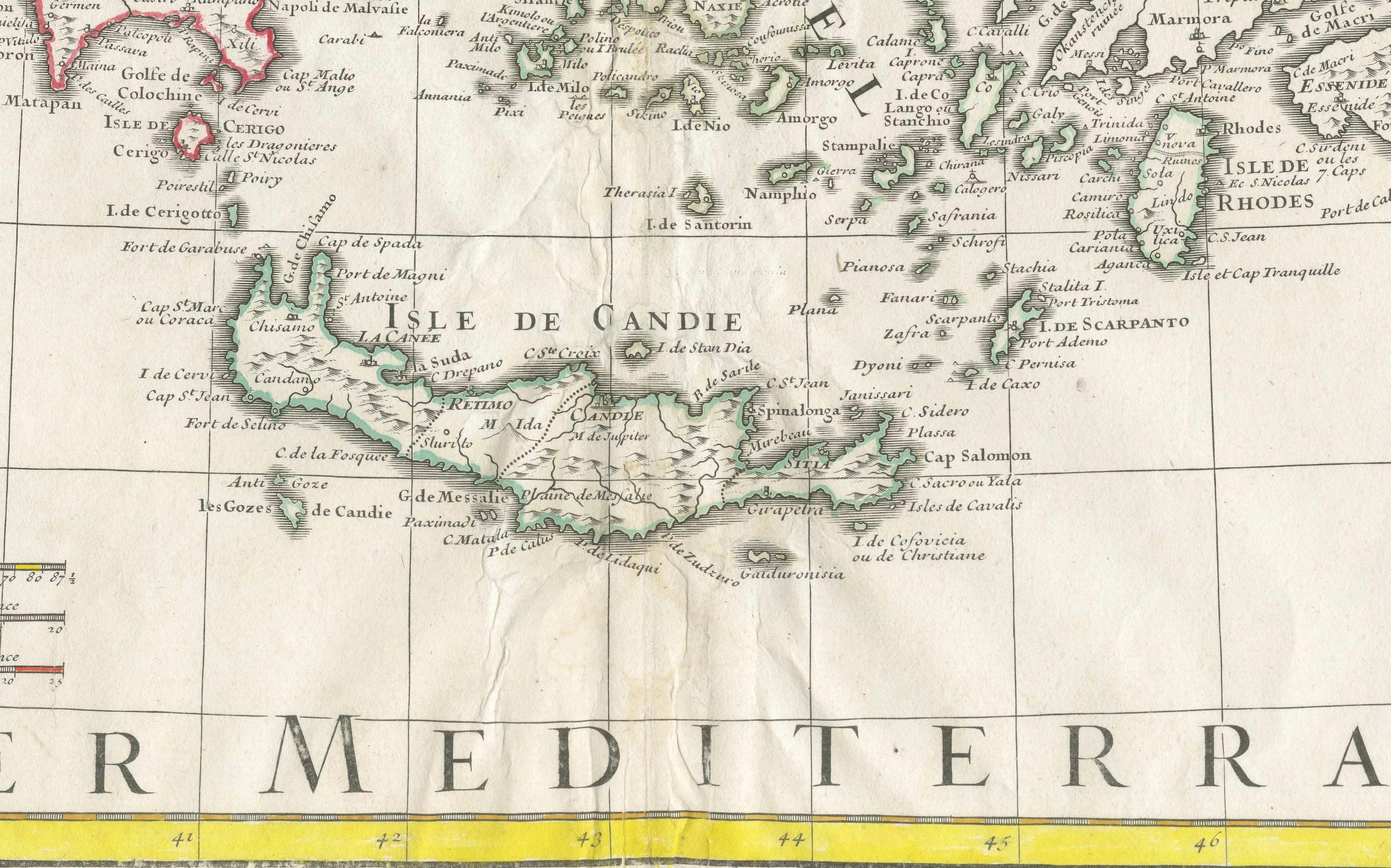 Engraved Historical Map of Greece and the Eastern Mediterranean by Delisle - 1780 For Sale