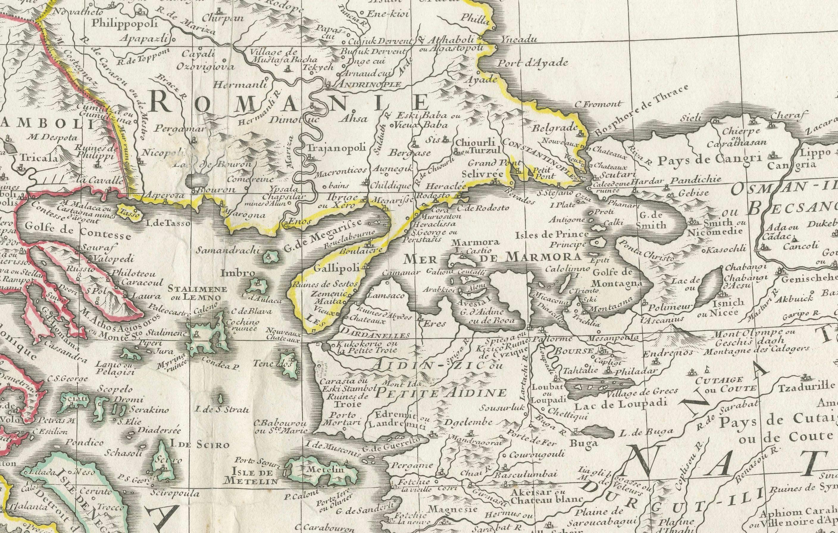 Historical Map of Greece and the Eastern Mediterranean by Delisle - 1780 In Fair Condition For Sale In Langweer, NL