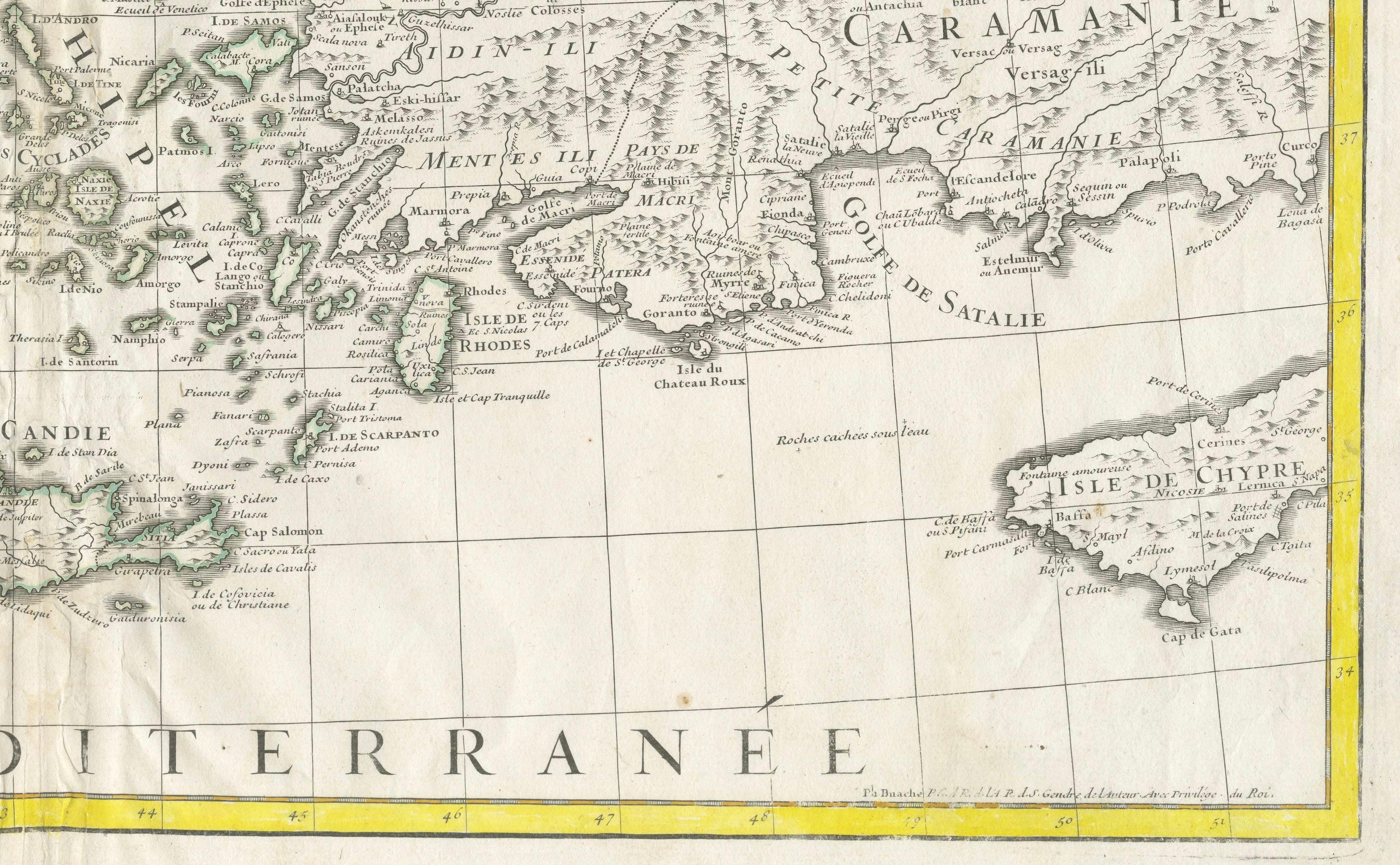 Late 18th Century Historical Map of Greece and the Eastern Mediterranean by Delisle - 1780 For Sale