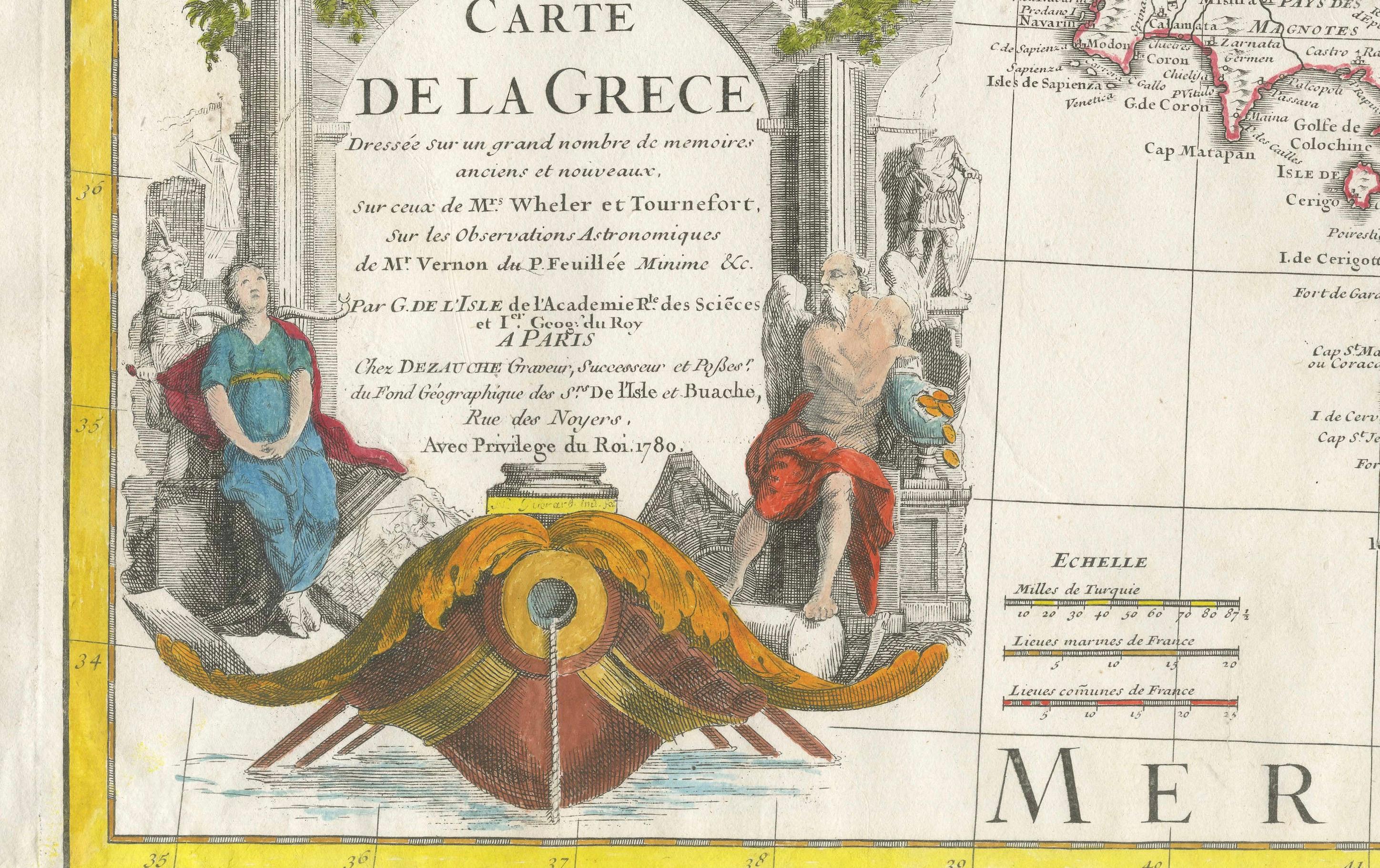 Historical Map of Greece and the Eastern Mediterranean by Delisle - 1780 For Sale 3