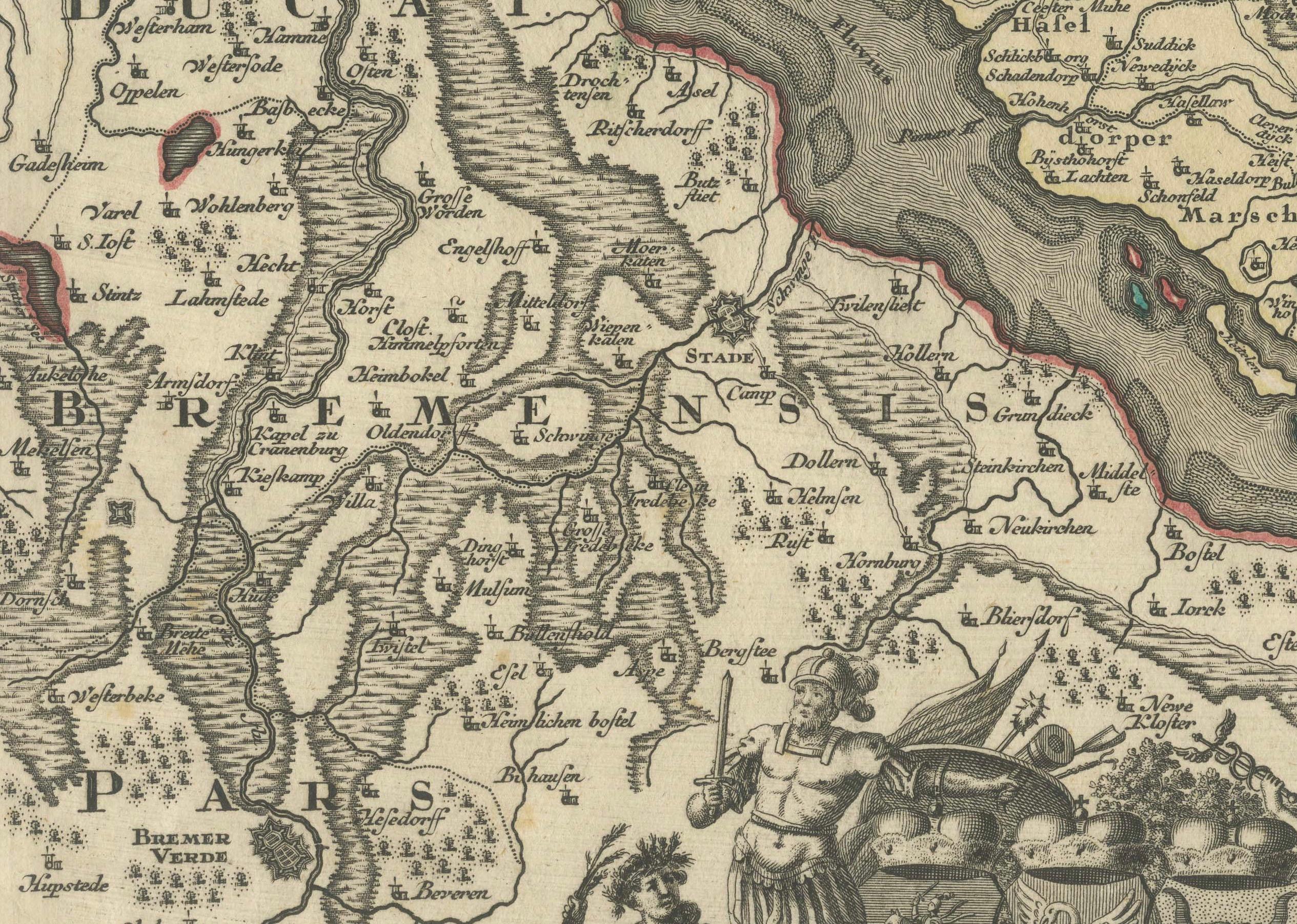 Historical Map of Holstein - Copperplate Engraving by Matthias Seutter, ca. 1730 For Sale 1
