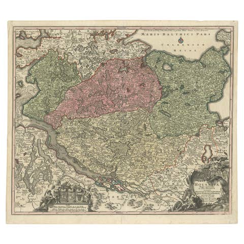 Historical Map of Holstein - Copperplate Engraving by Matthias Seutter, ca. 1730