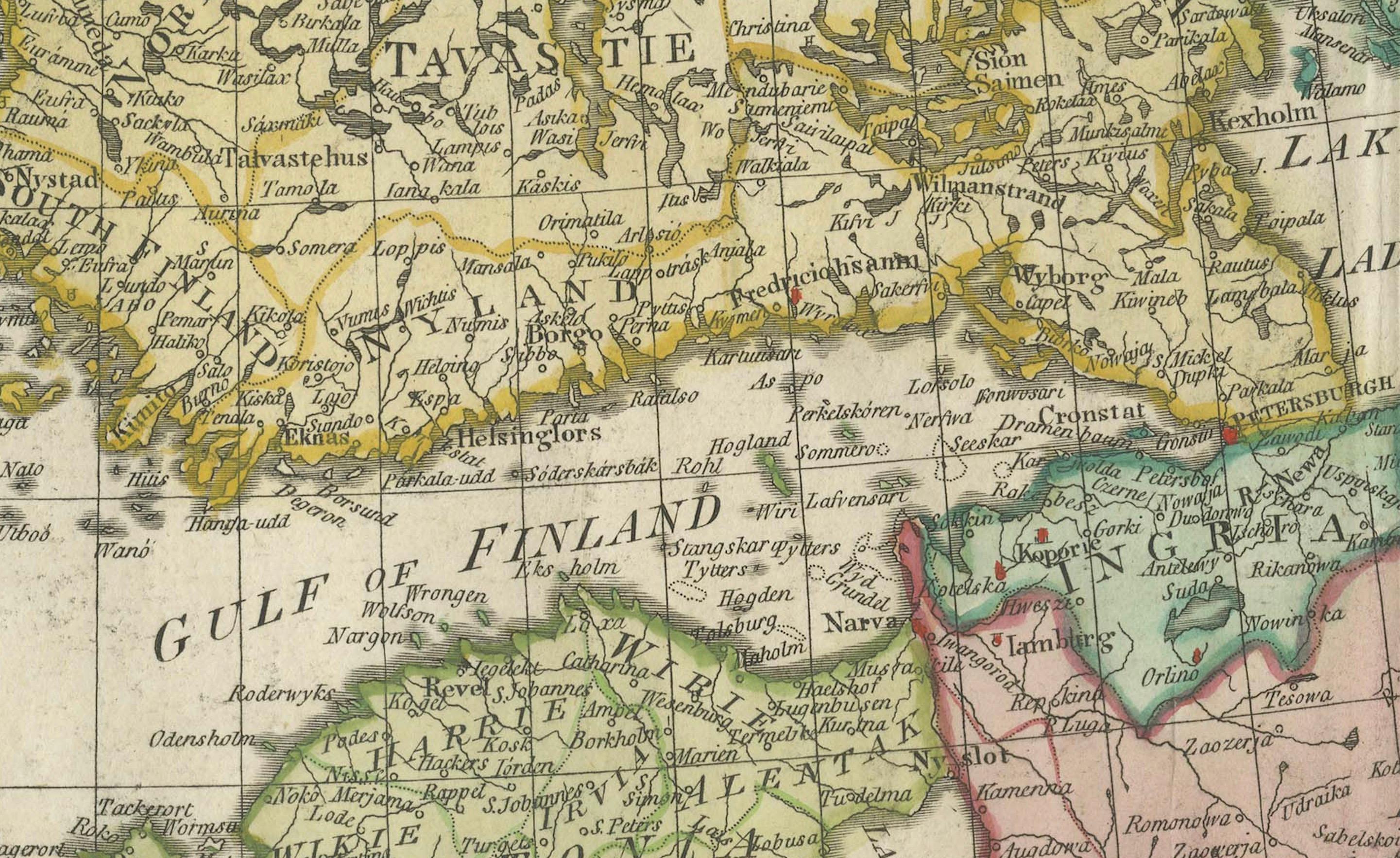 Historical Map of Northern Europe and Russia - Engraved for I. Harrison, 1788 In Good Condition For Sale In Langweer, NL