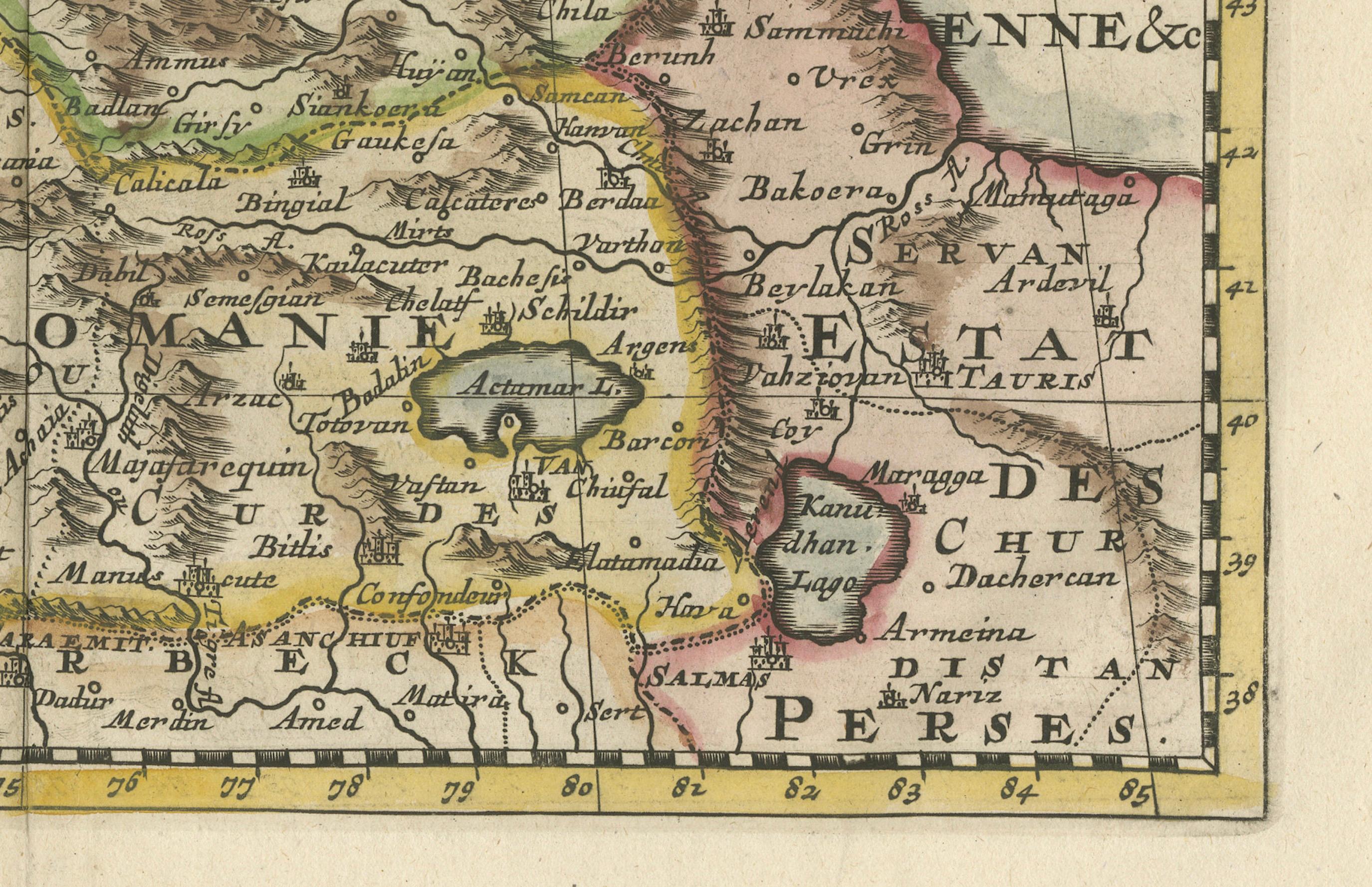 Titel: ³eKarte von Turanien, Georgien und Komanien³c

Dieser Druck zeigt eine detailreiche Karte der Kaukasusregion mit dem Titel 