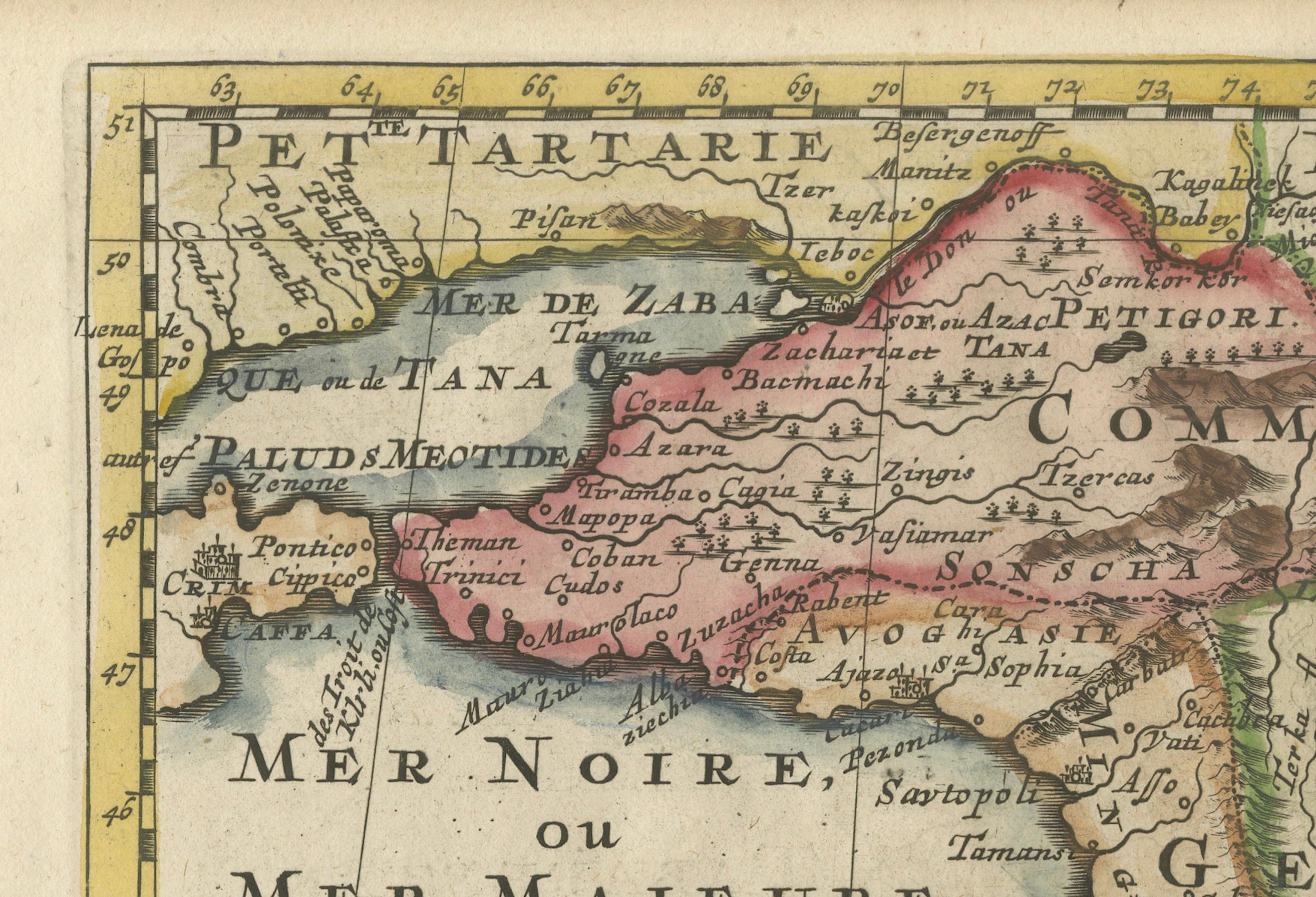Historische Karte des Schwarzen Meeres und seiner Umgebung, 1705 im Zustand „Gut“ im Angebot in Langweer, NL