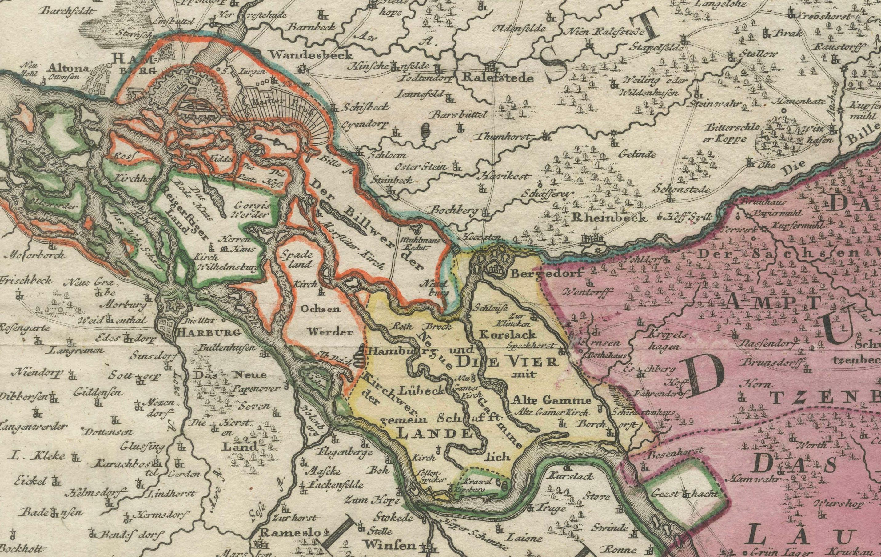 Early 18th Century Historical Map of the Duchy of Lauenburg by Johann Baptist Homann - Circa 1720 For Sale