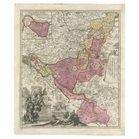 Historical Map of the Duchy of Lauenburg by Johann Baptist Homann - Circa 1720
