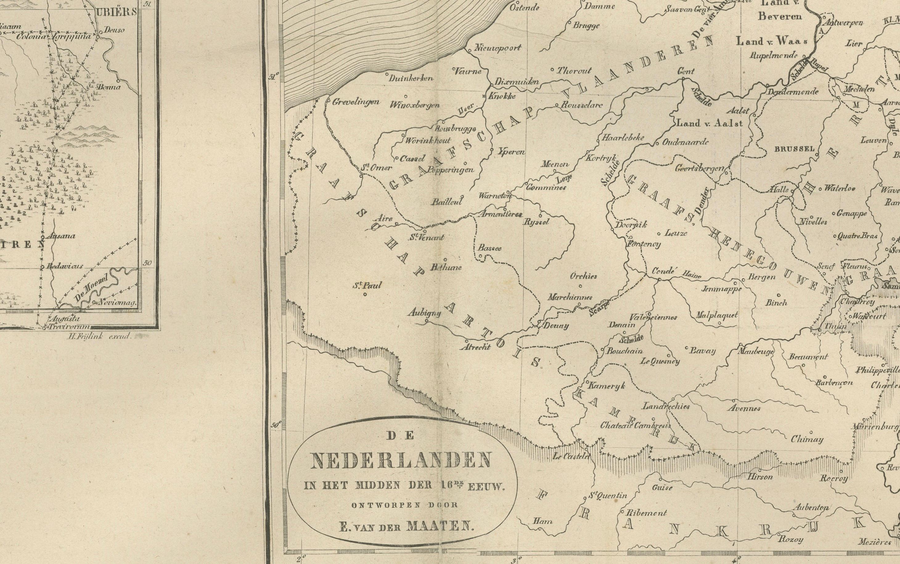Néerlandais Carte historique des Pays-Bas aux XVIe et XVIIe siècles, Leyde 1876 en vente