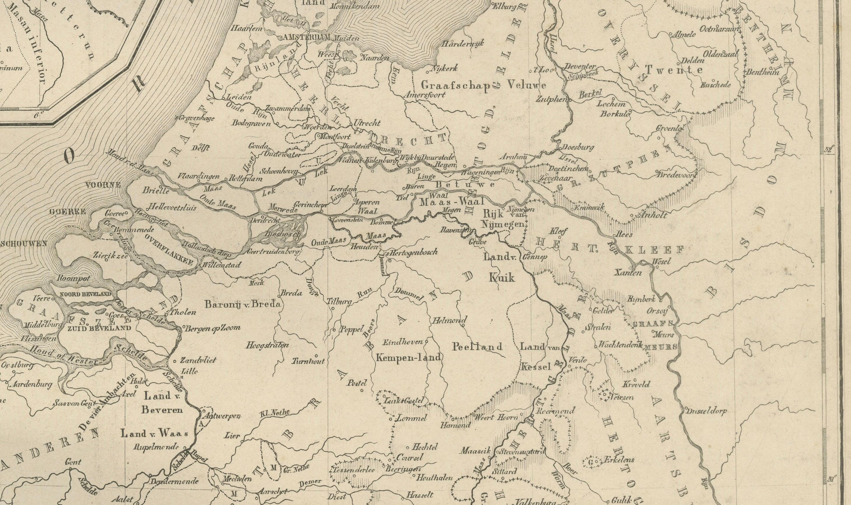 Fin du XIXe siècle Carte historique des Pays-Bas aux XVIe et XVIIe siècles, Leyde 1876 en vente