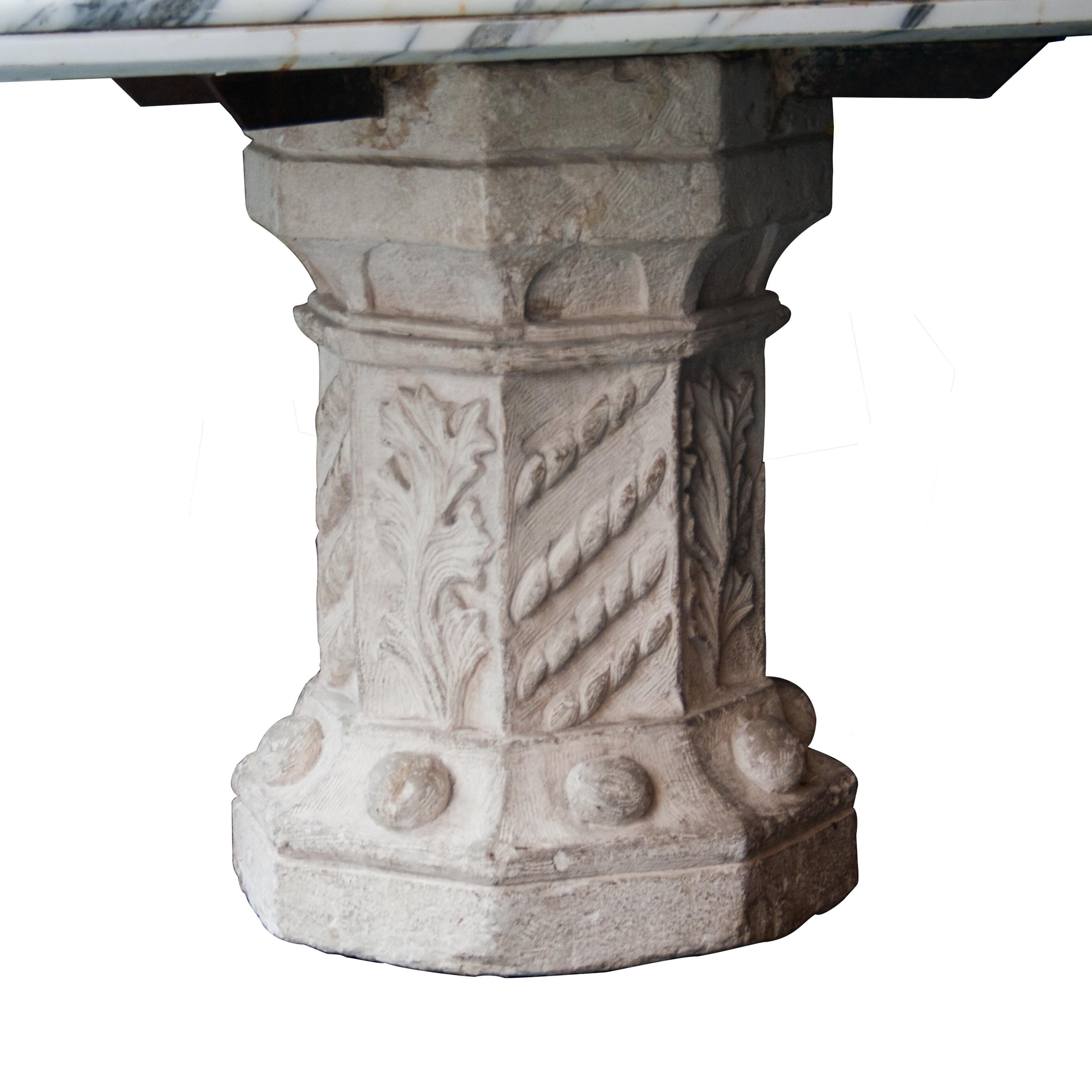 Neoclassical Historical Marble Limestone Handcrafted Columns Table, Spain, 1864 For Sale