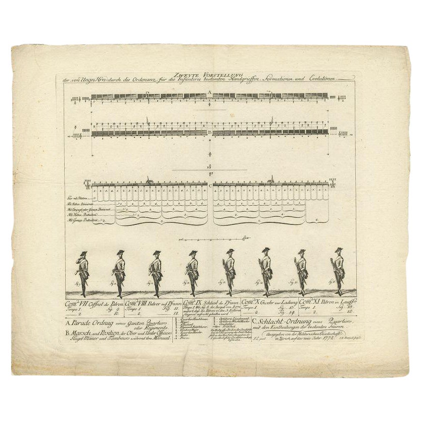 Stampa storica militare della Militarischen Gesellschaft di Zurigo, 1773