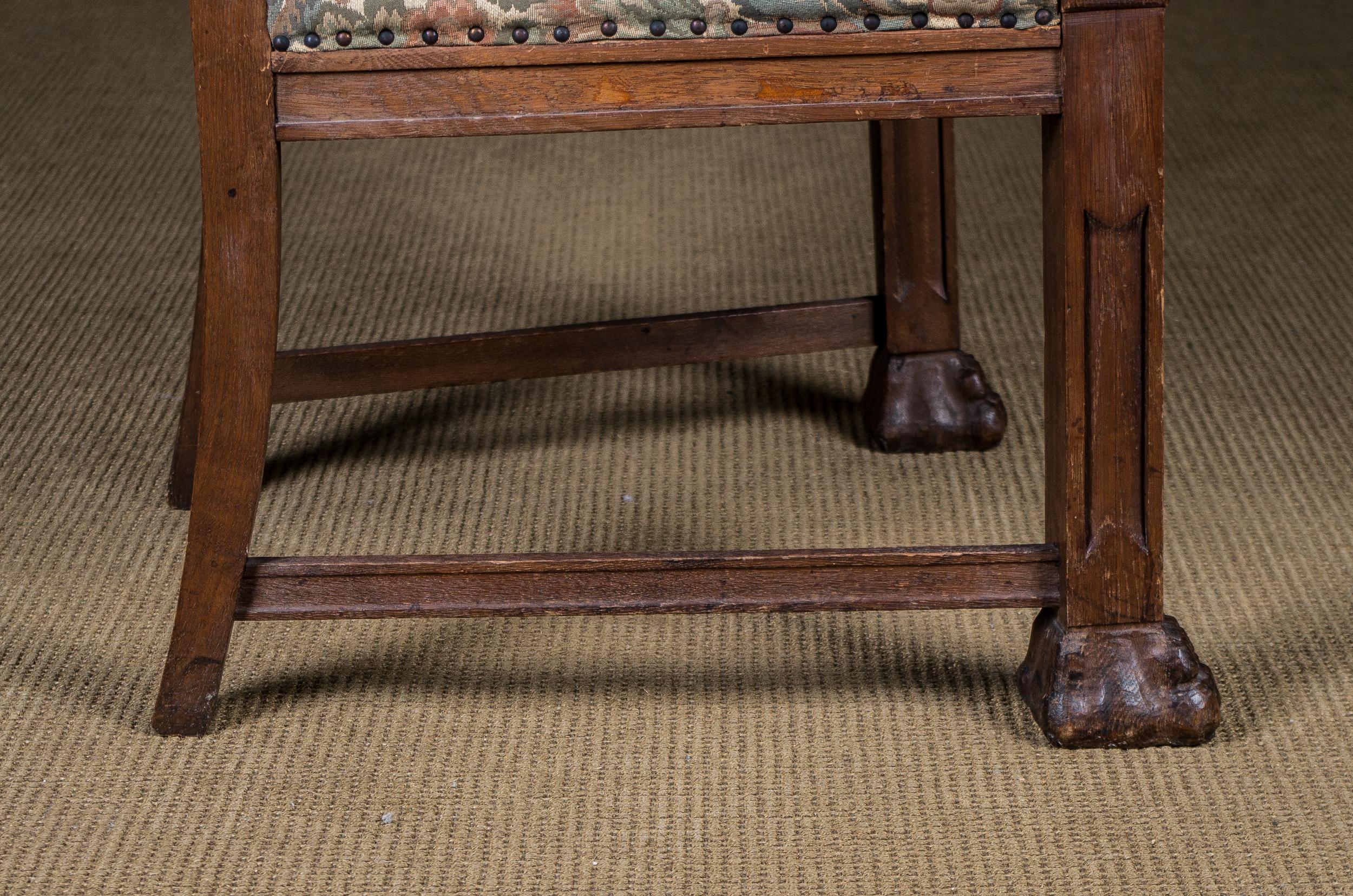 Historical Neo Renaissance Armchair with Lion Armrests, circa 1850-1870 9