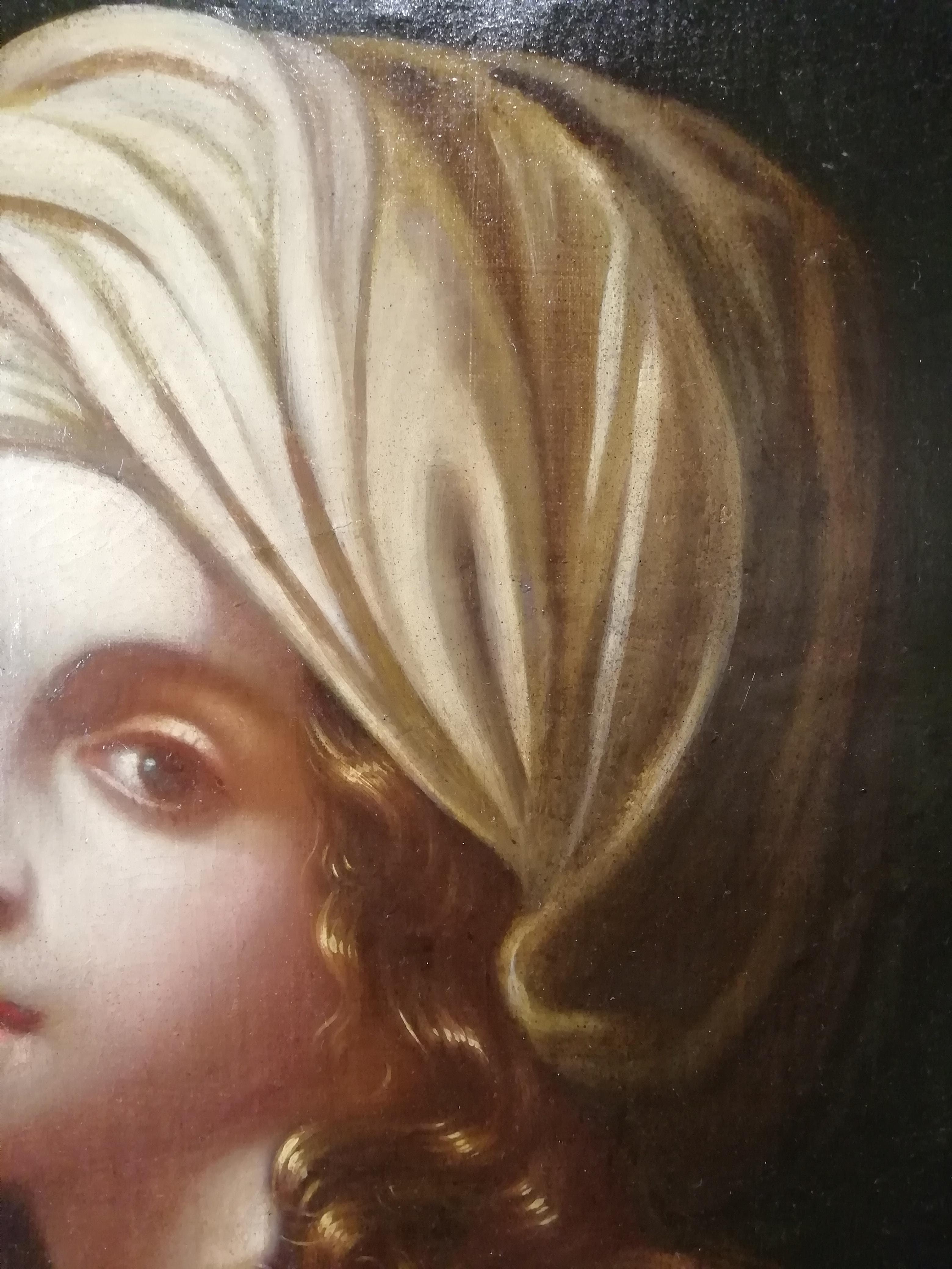 Oiled Historical Portrait of Beatrice Cenci, Italian Painting, Mid-18th Century Oil For Sale