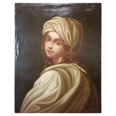 Antique Historical Portrait of Beatrice Cenci, Italian Painting, Mid-18th Century Oil