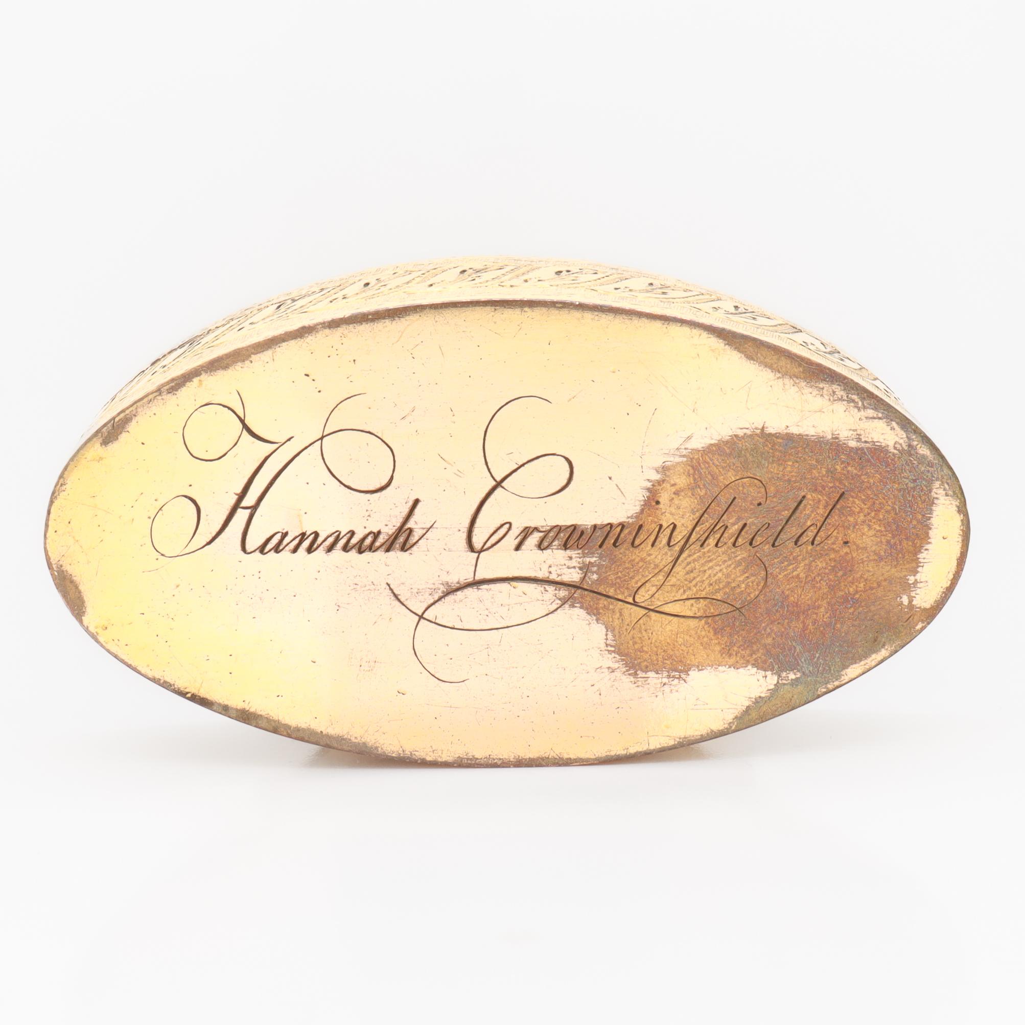Historically Important Antique 19th C. Gilt Snuff Box for Hannah Crowninshield For Sale 10