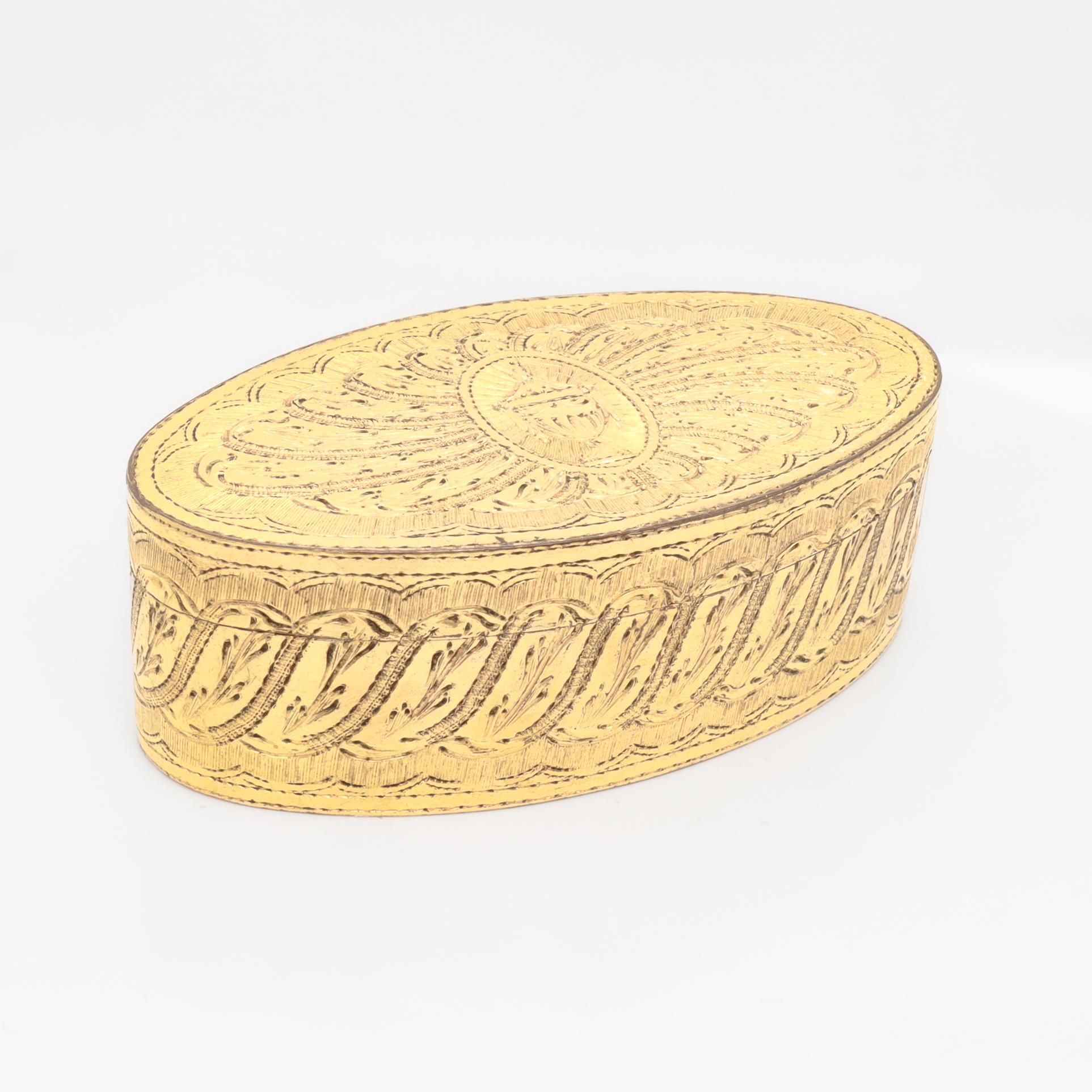 Neoclassical Historically Important Antique 19th C. Gilt Snuff Box for Hannah Crowninshield For Sale