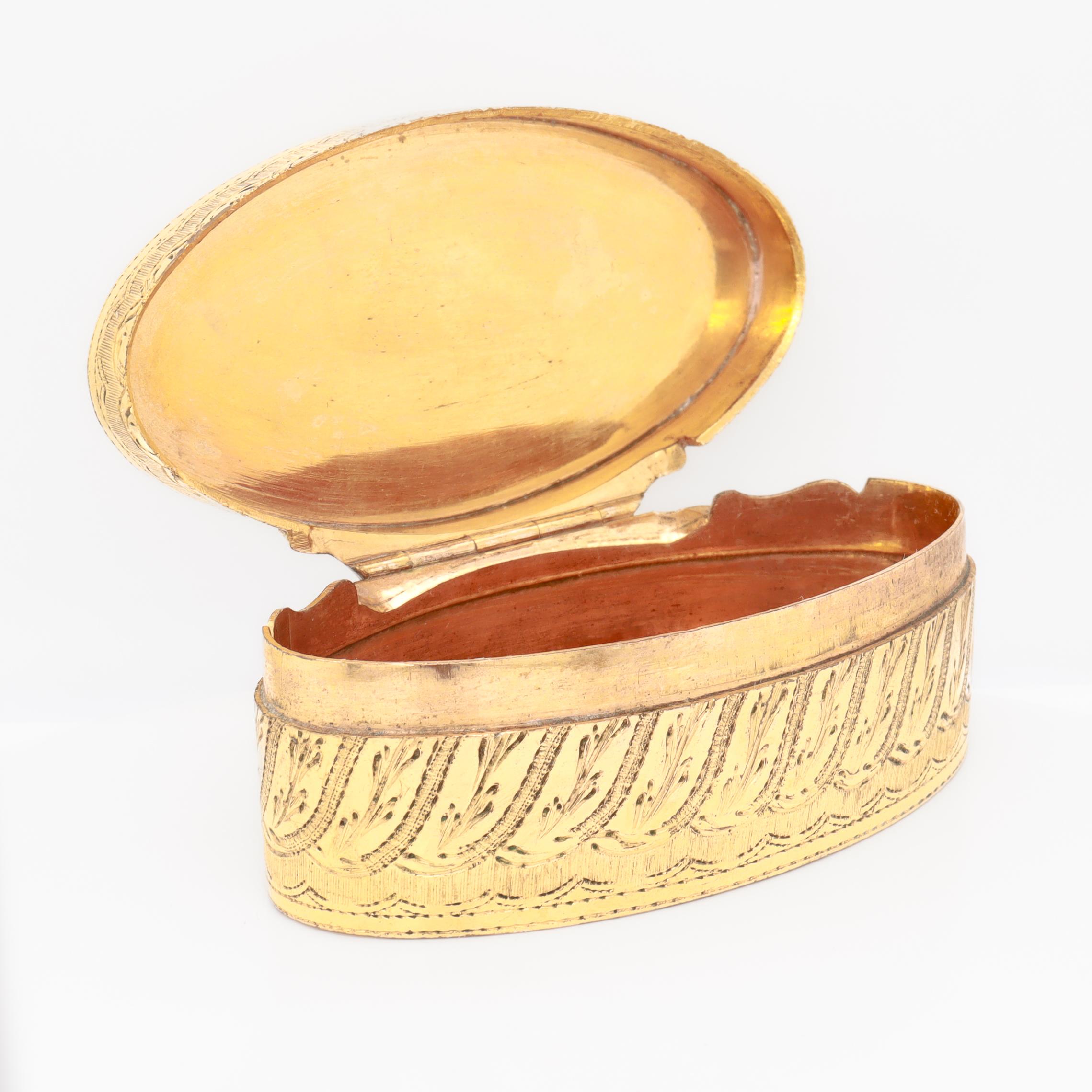 Historically Important Antique 19th C. Gilt Snuff Box for Hannah Crowninshield In Good Condition For Sale In Philadelphia, PA