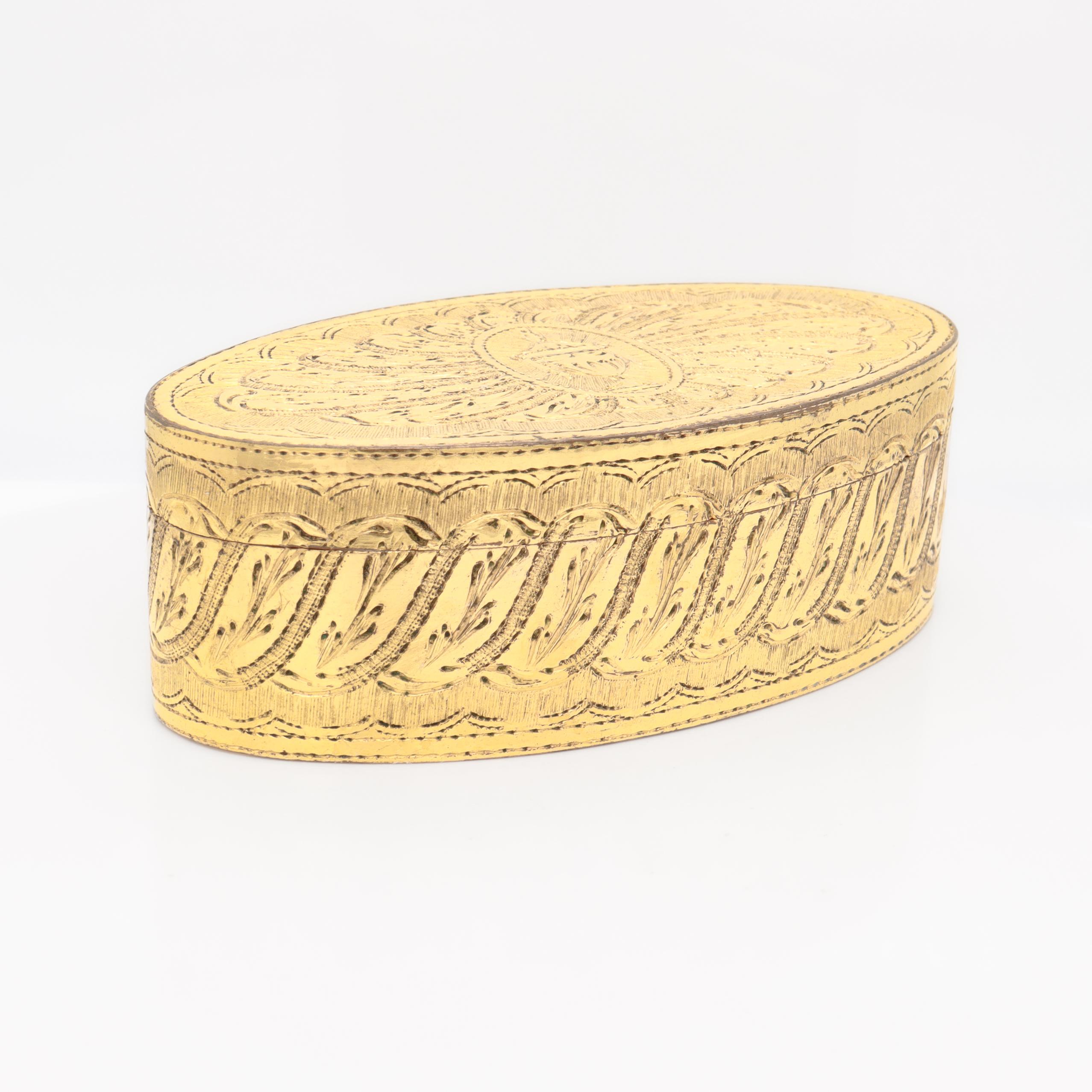 Historically Important Antique 19th C. Gilt Snuff Box for Hannah Crowninshield For Sale 1