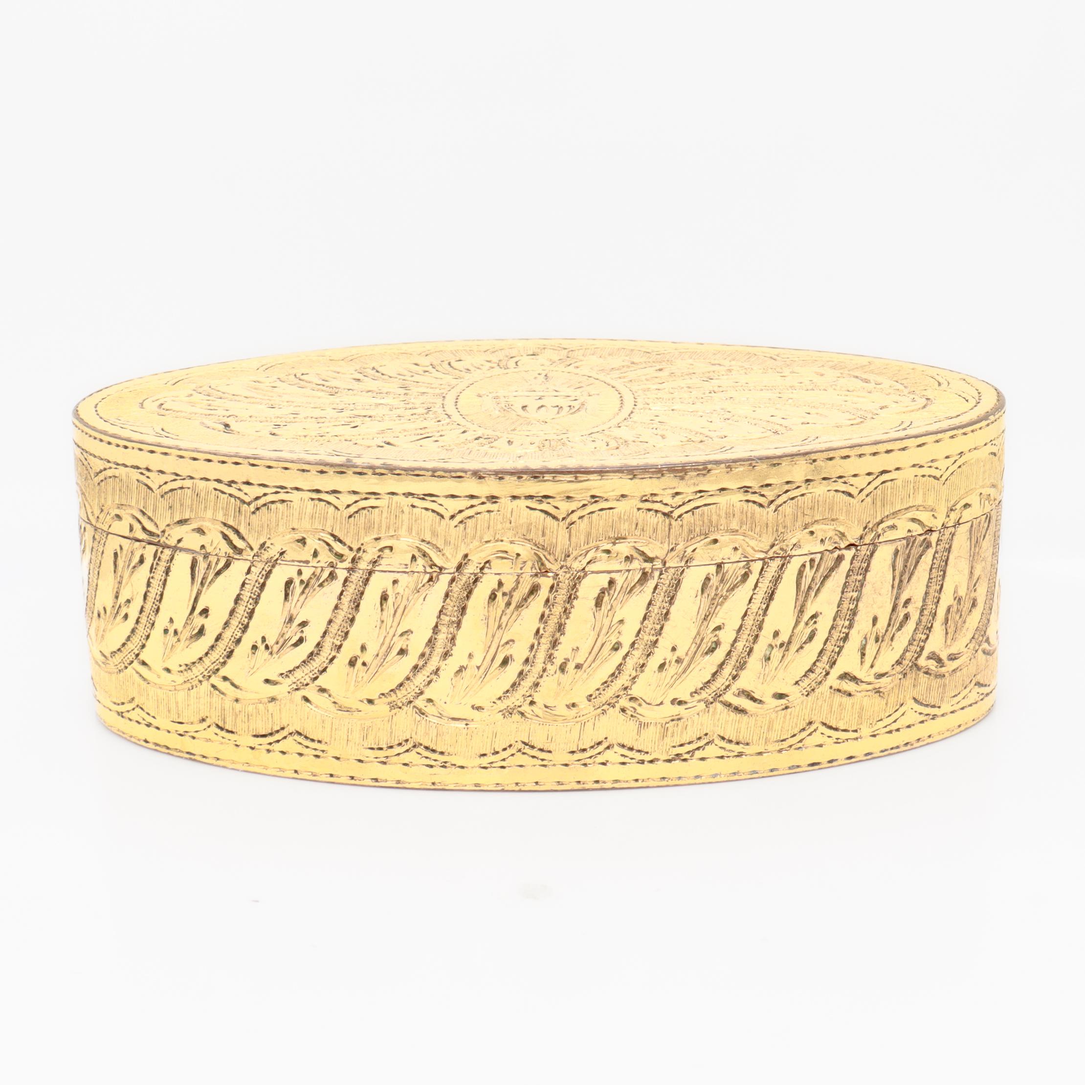 Historically Important Antique 19th C. Gilt Snuff Box for Hannah Crowninshield For Sale 3