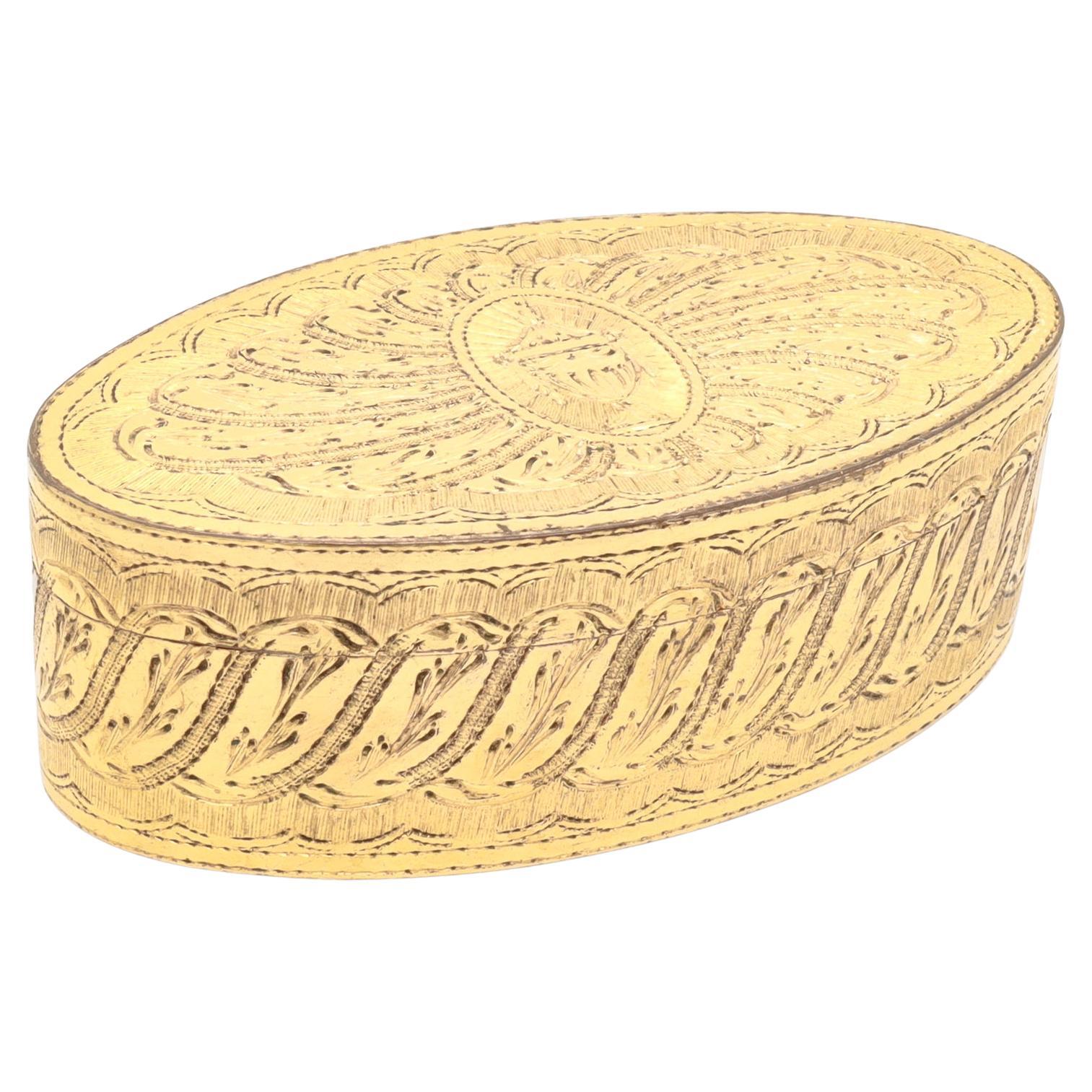 Historically Important Antique 19th C. Gilt Snuff Box for Hannah Crowninshield For Sale