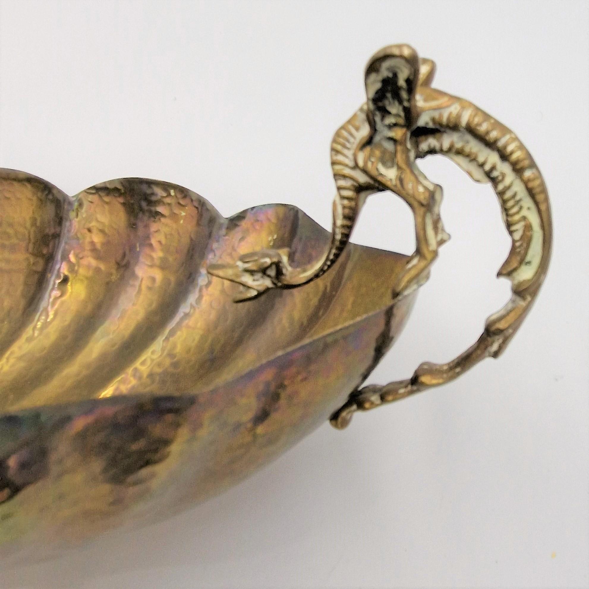 German Historicism brass bowl with Dragon handle. 1880 - 1900 For Sale