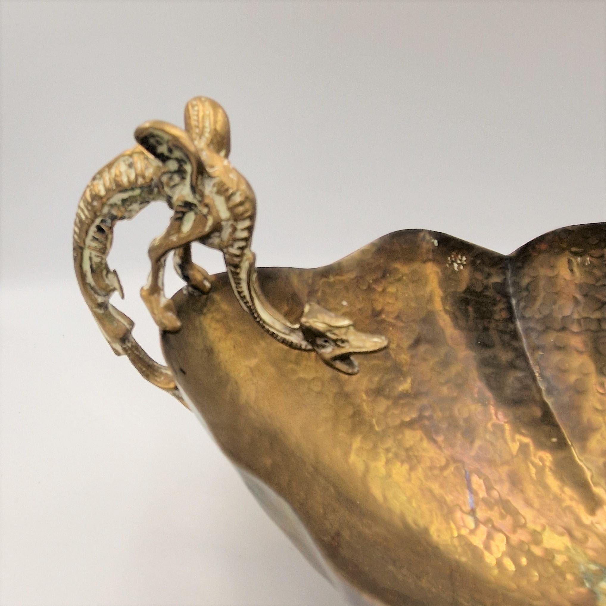 Hand-Crafted Historicism brass bowl with Dragon handle. 1880 - 1900 For Sale