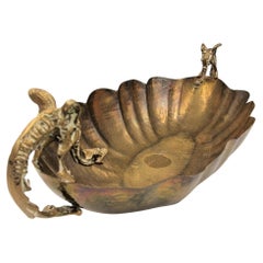 Historicism brass bowl with Dragon handle. 1880 - 1900