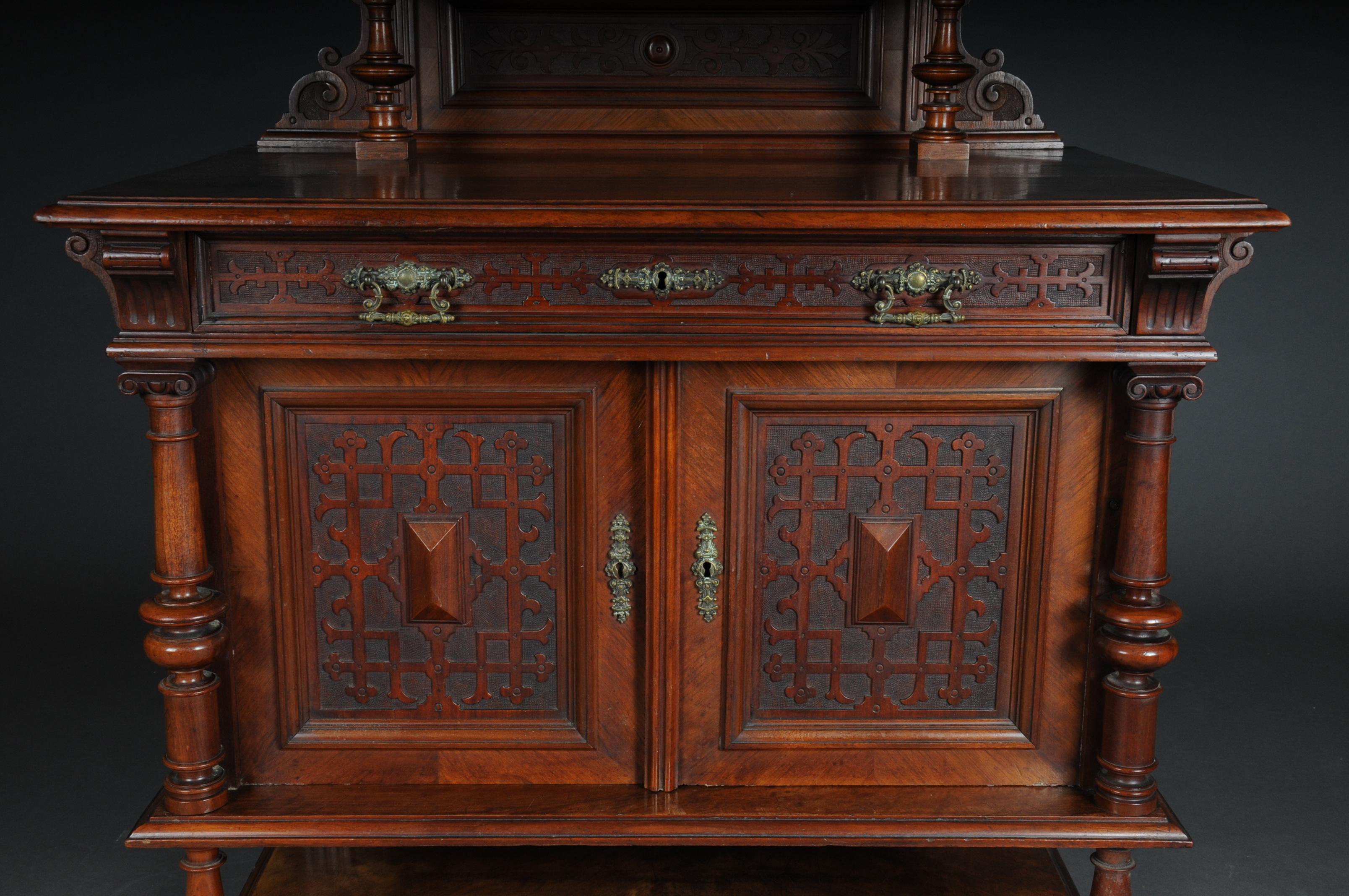 19th Century Historicism Cabinet Top Cabinet / Sideboard circa 1870, Walnut For Sale
