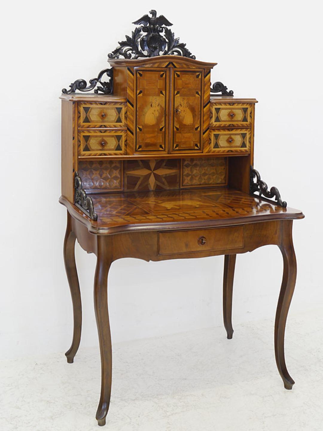 Other Historicism Desk circa 1880 Made of Walnut with Inlay Works For Sale