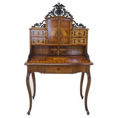 Historicism Desk circa 1880 Made of Walnut with Inlay Works