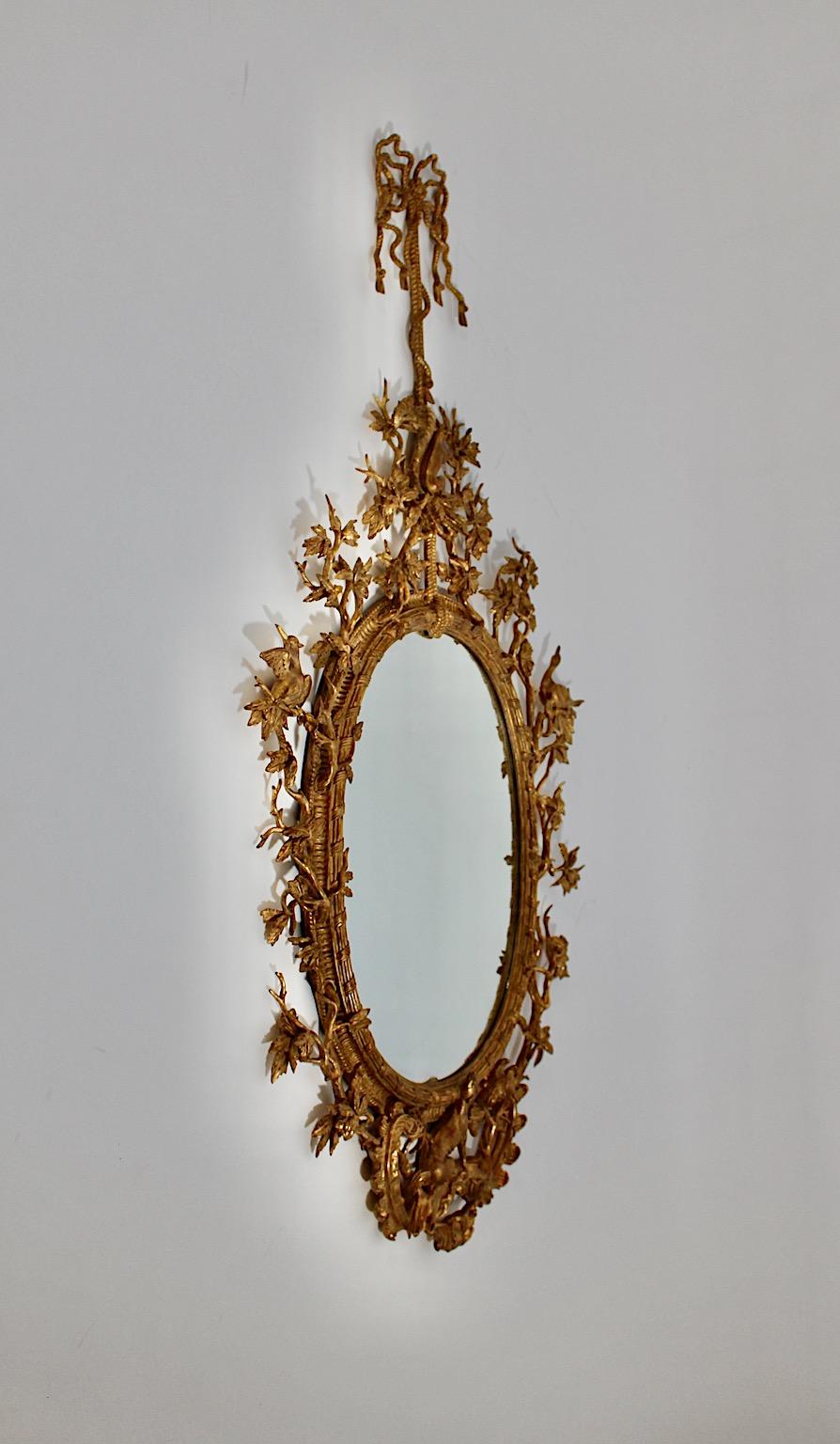Antique Authentic Gilt Carved Wood Wall Mirror Style Thomas Johnson circa 1830 In Good Condition For Sale In Vienna, AT
