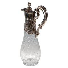 Historicism Glass Carafe with Silver Mount & Pull Mechanism, Koch & Bergfeld