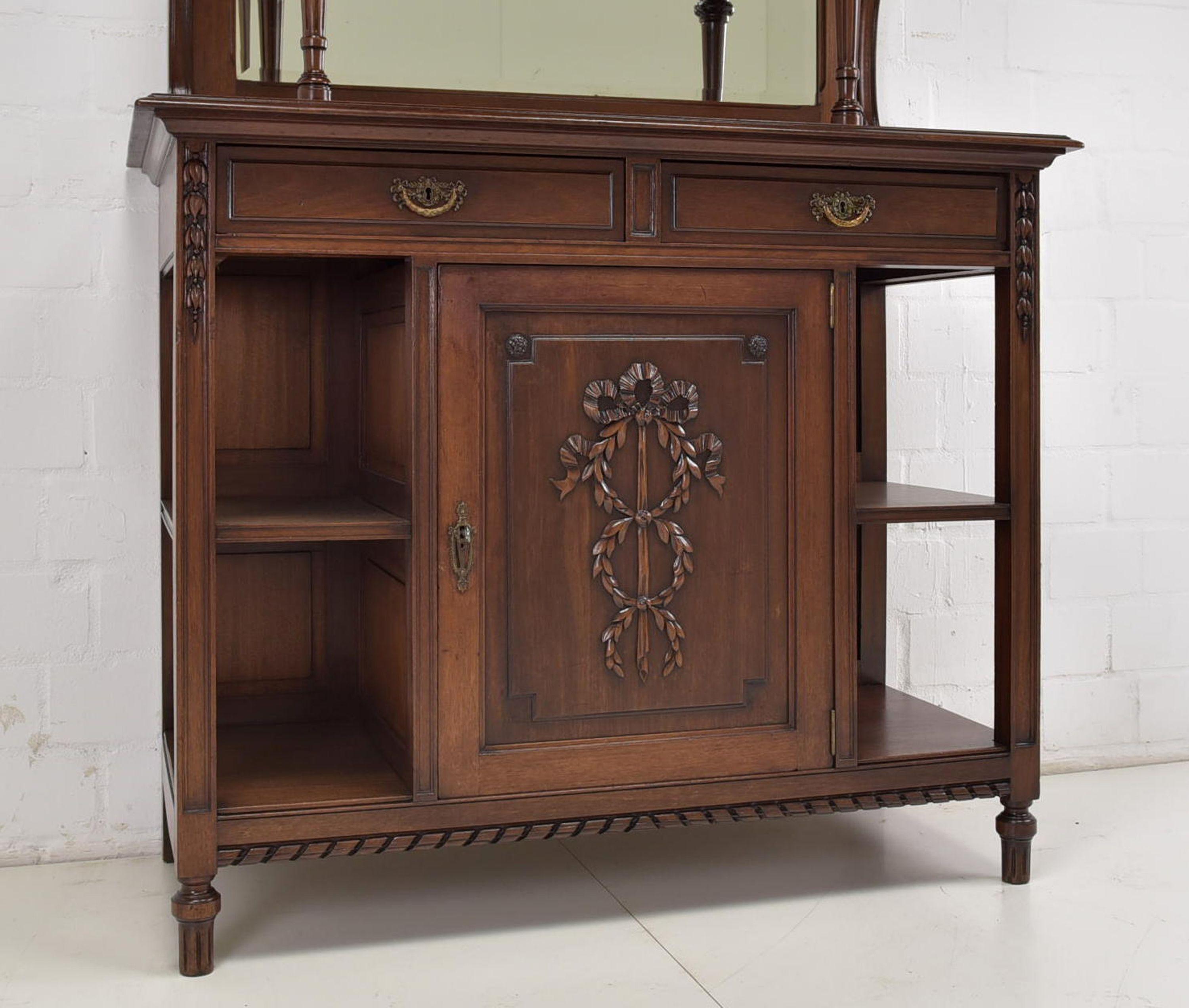 Historicism / Louis XVI Buffet Cabinet in Solid Mahogany, 1910 For Sale 5