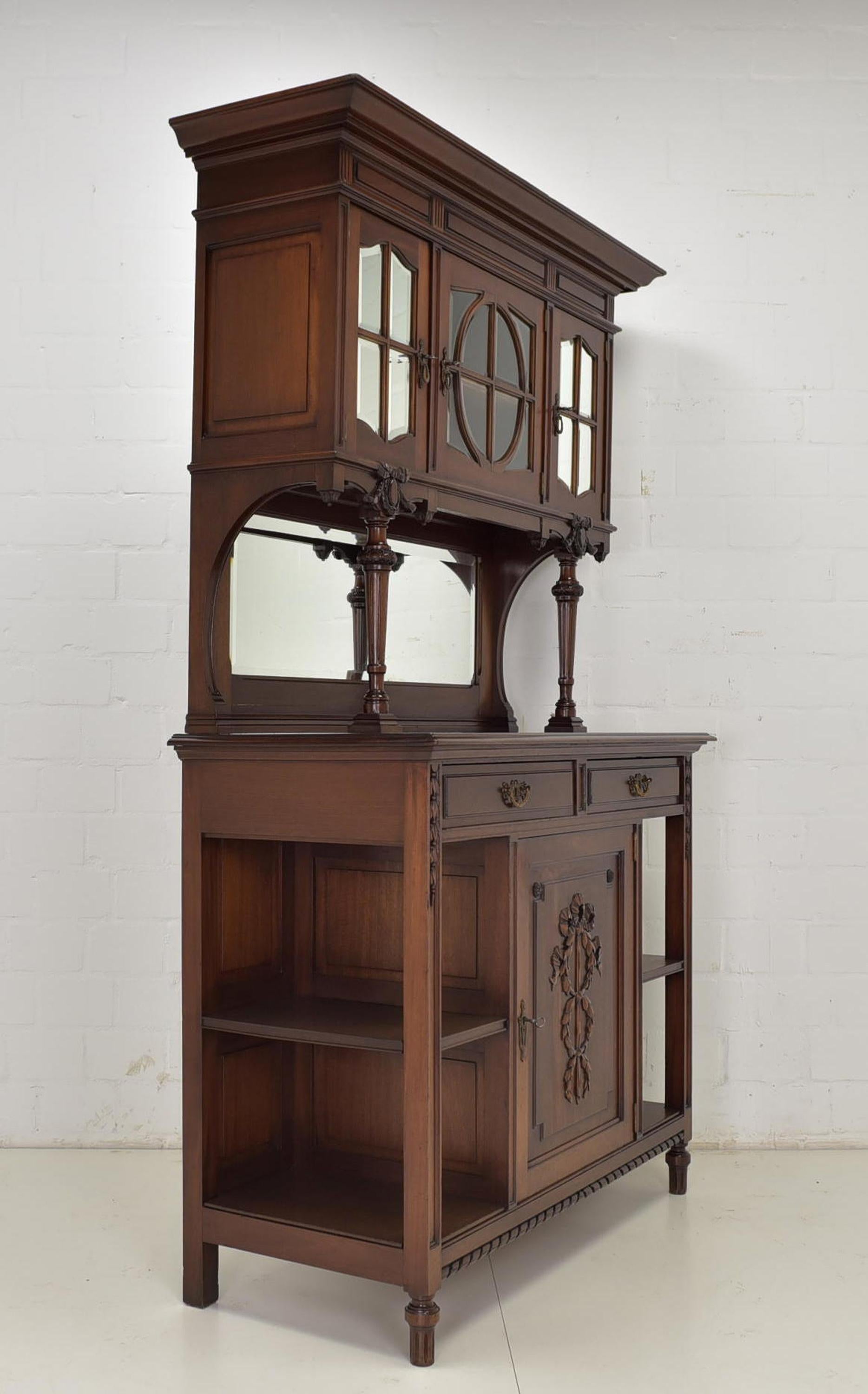 Historicism / Louis XVI Buffet Cabinet in Solid Mahogany, 1910 For Sale 6