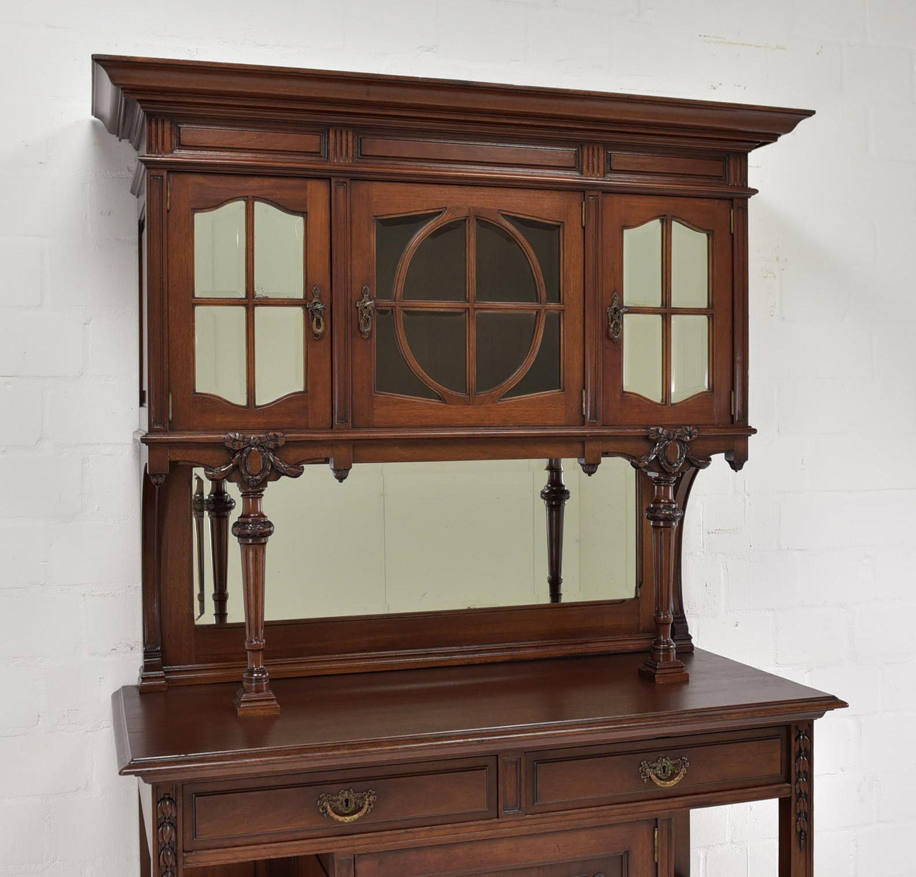 Historicism / Louis XVI Buffet Cabinet in Solid Mahogany, 1910 For Sale 4
