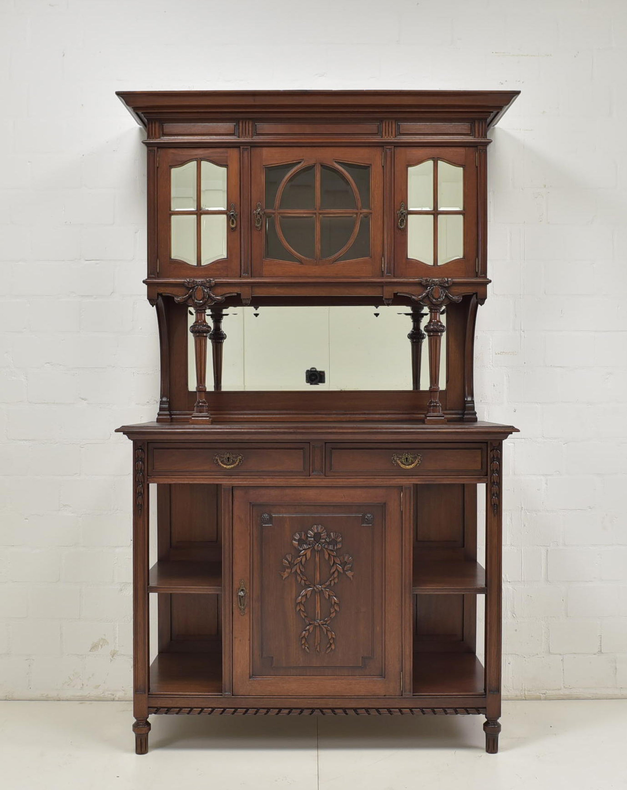 Historicism / Louis XVI Buffet Cabinet in Solid Mahogany, 1910 For Sale