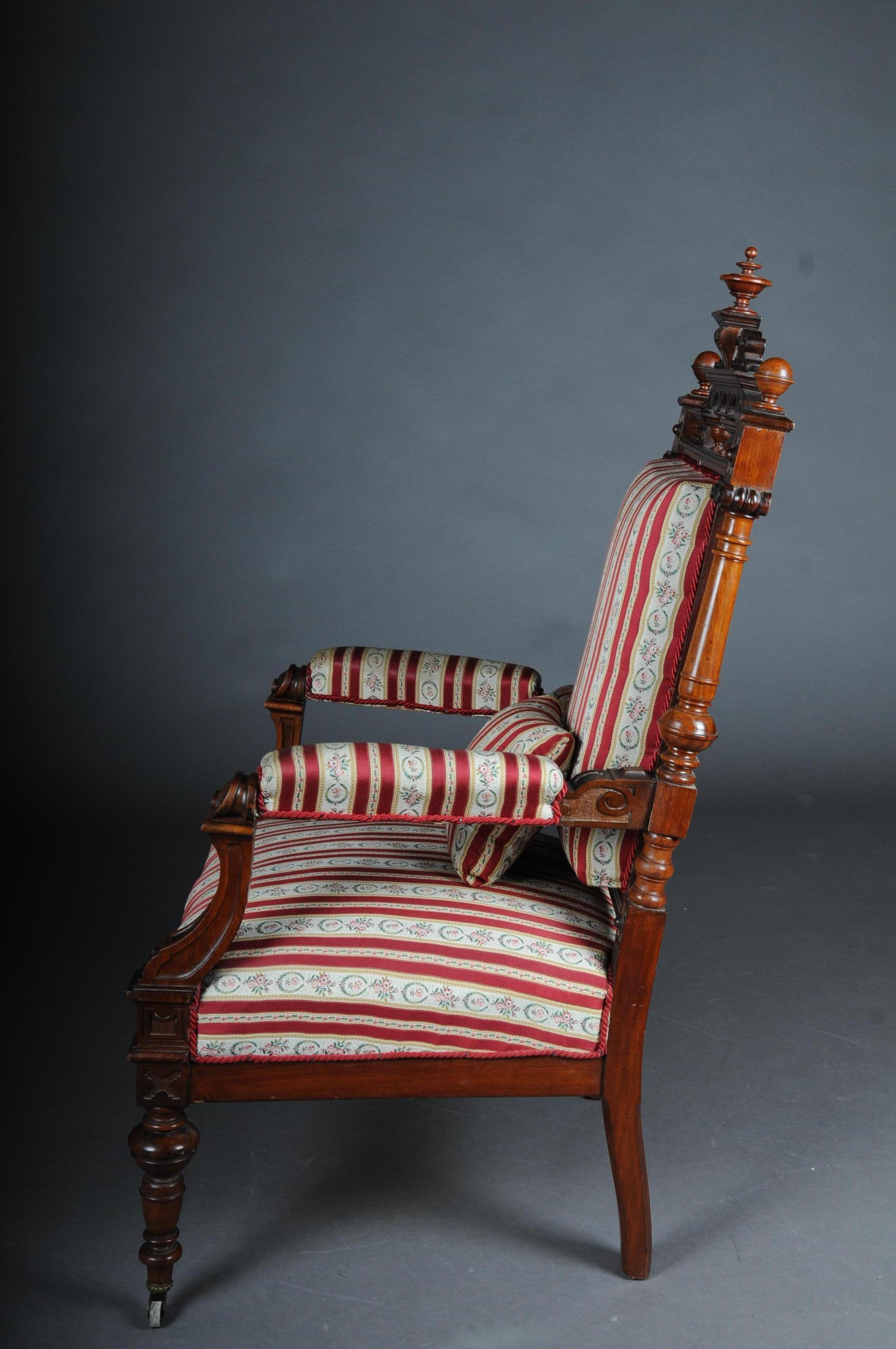 Historicism Salon Sofa, 2 Armchairs, 4 Chairs circa 1870, Walnut For Sale 3