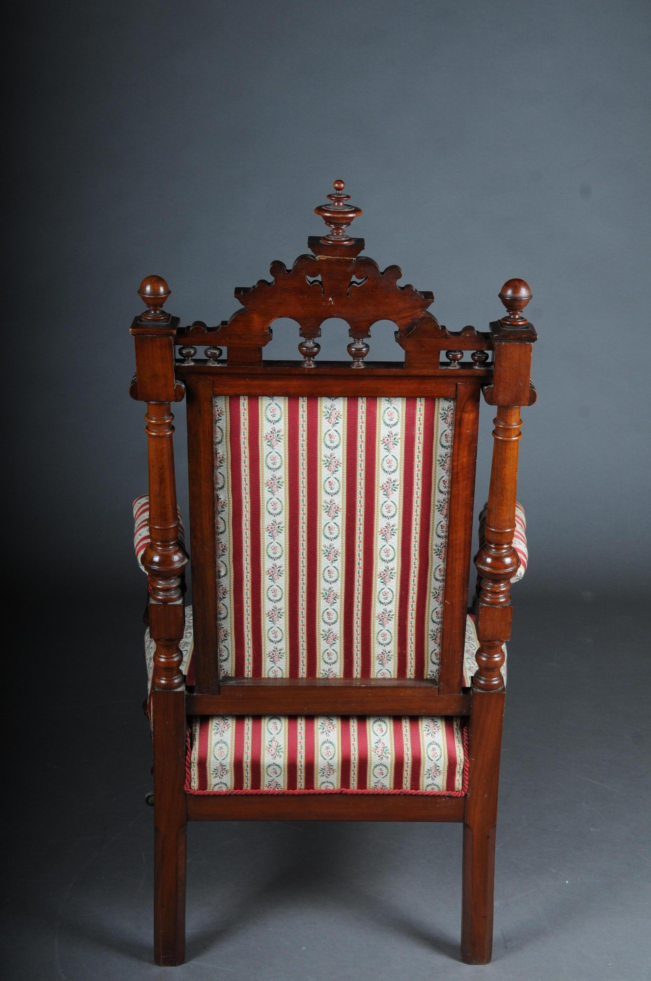 Historicism Salon Sofa, 2 Armchairs, 4 Chairs circa 1870, Walnut For Sale 4