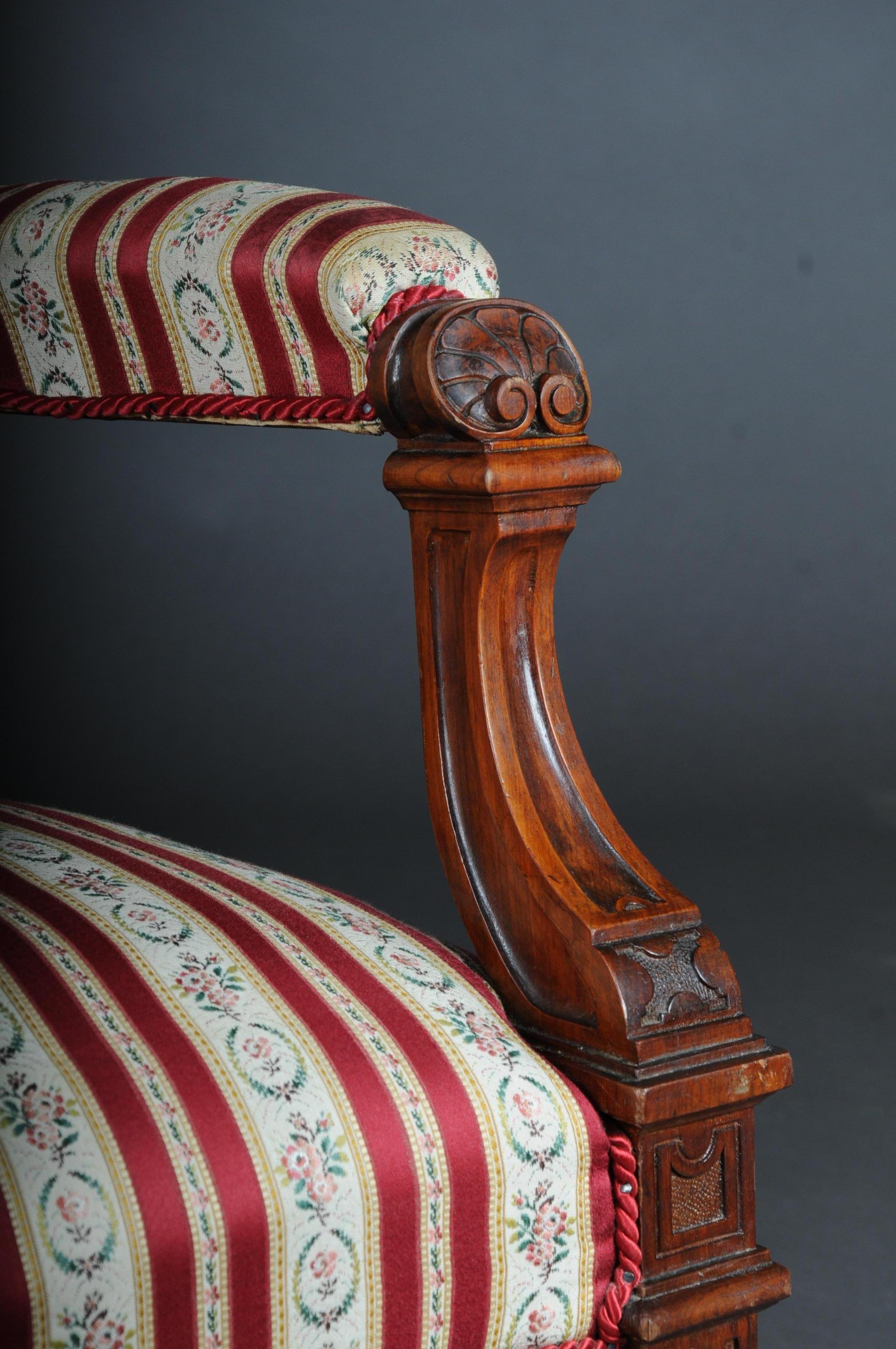 Historisches Salon-Sofa, 2 Sessel, 4 Stühle, Nussbaumholz, um 1870 8