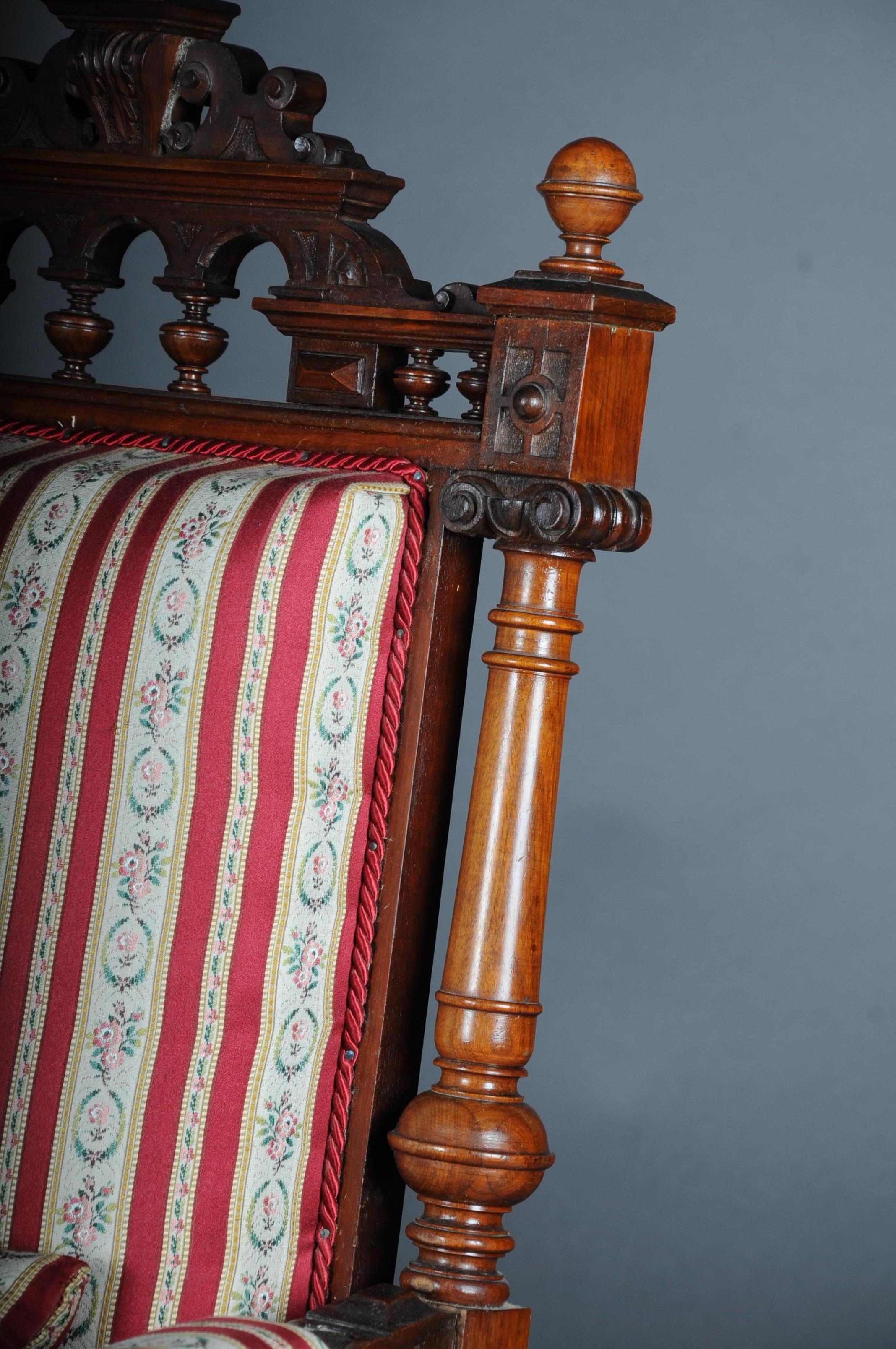 Historicism Salon Sofa, 2 Armchairs, 4 Chairs circa 1870, Walnut For Sale 12