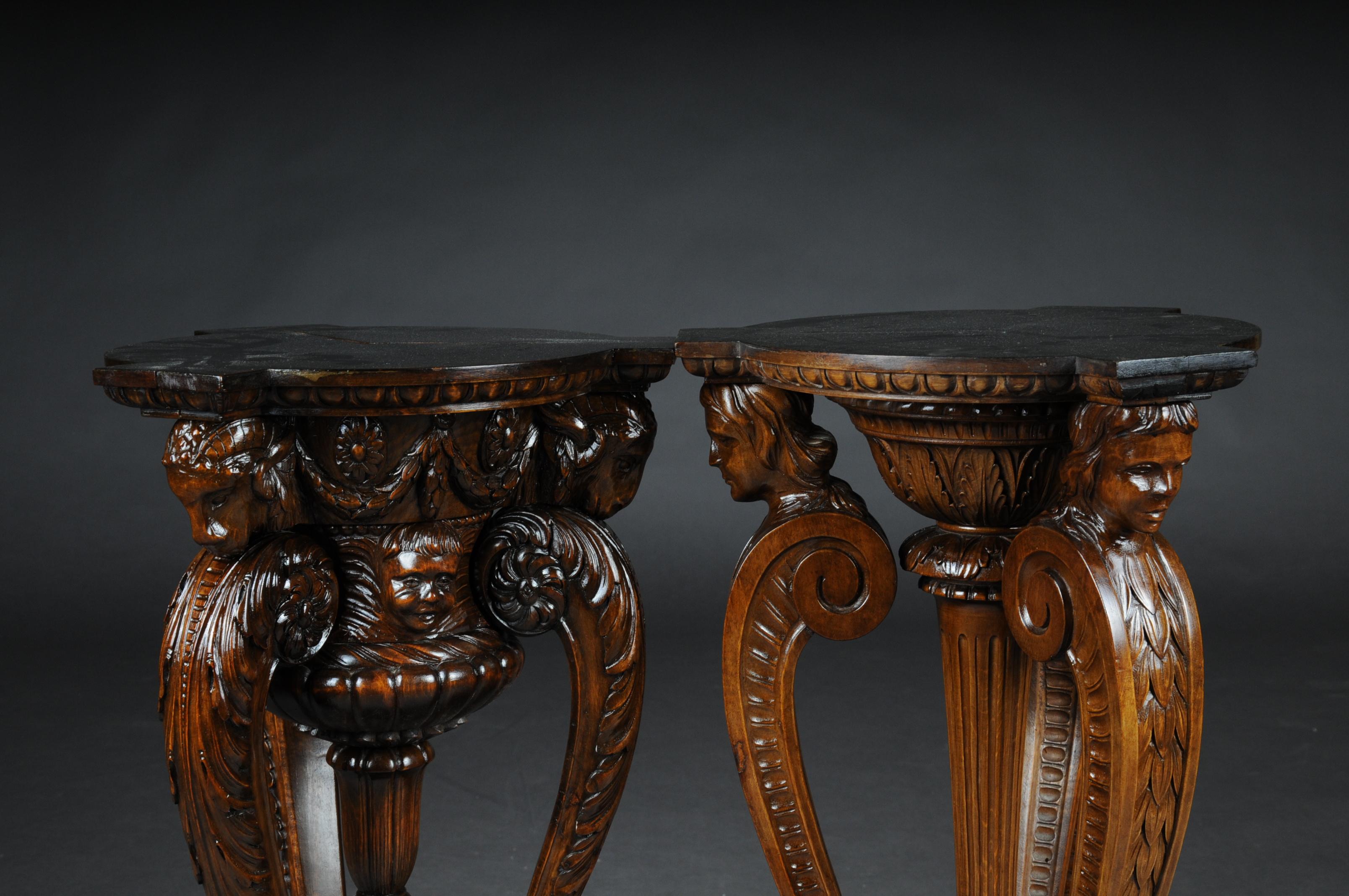 Historicism Side Table or Pillar, Walnut Tree, circa 1880 For Sale 7